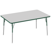 36" x 60" Rectangle T-Molding Activity Table with Adjustable Standard Swivel Glide Legs - Gray/Green