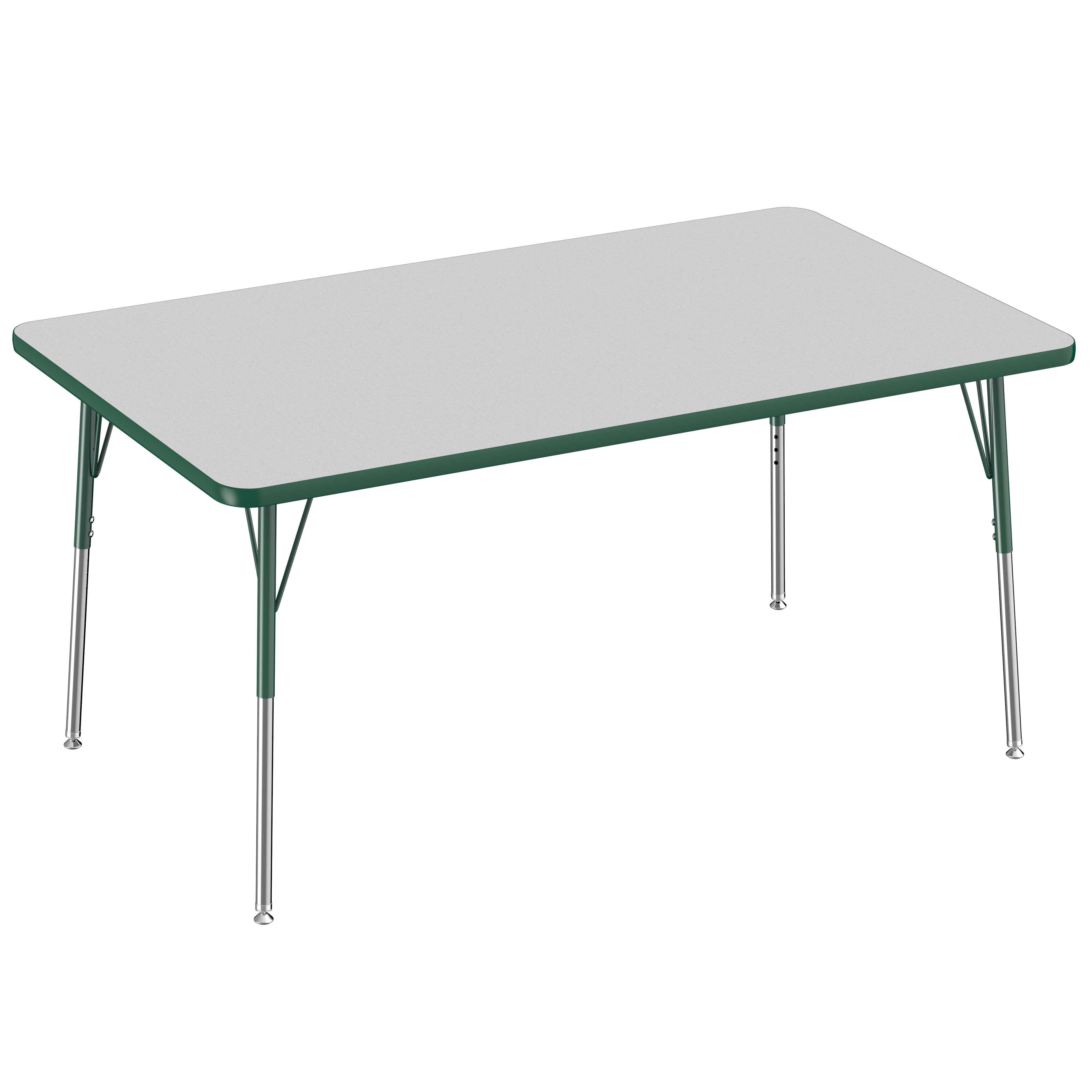 36" x 60" Rectangle T-Molding Activity Table with Adjustable Standard Swivel Glide Legs - Gray/Green