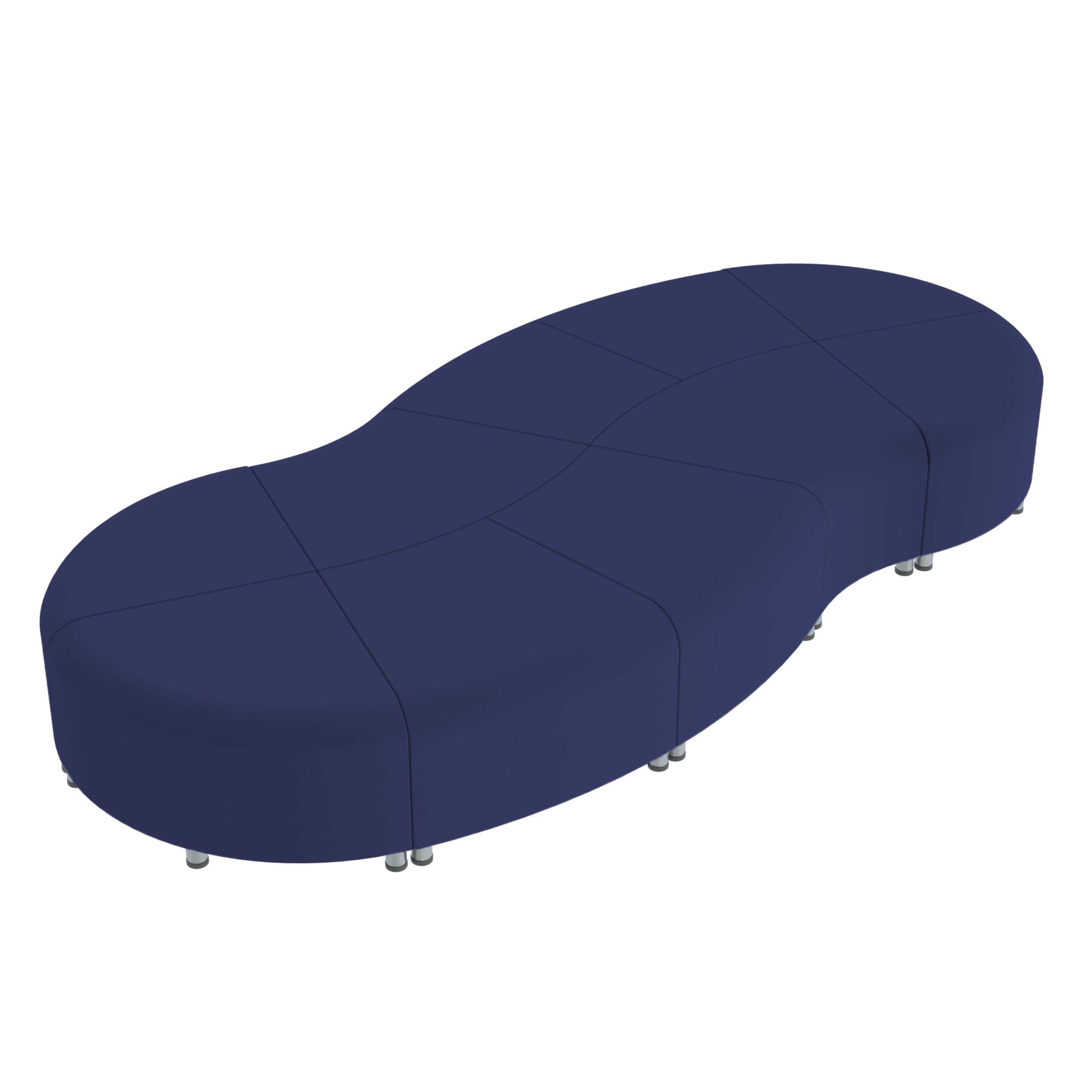 Pro Series Connect Curved Wave Backless Seating, 10-Piece Set - Navy