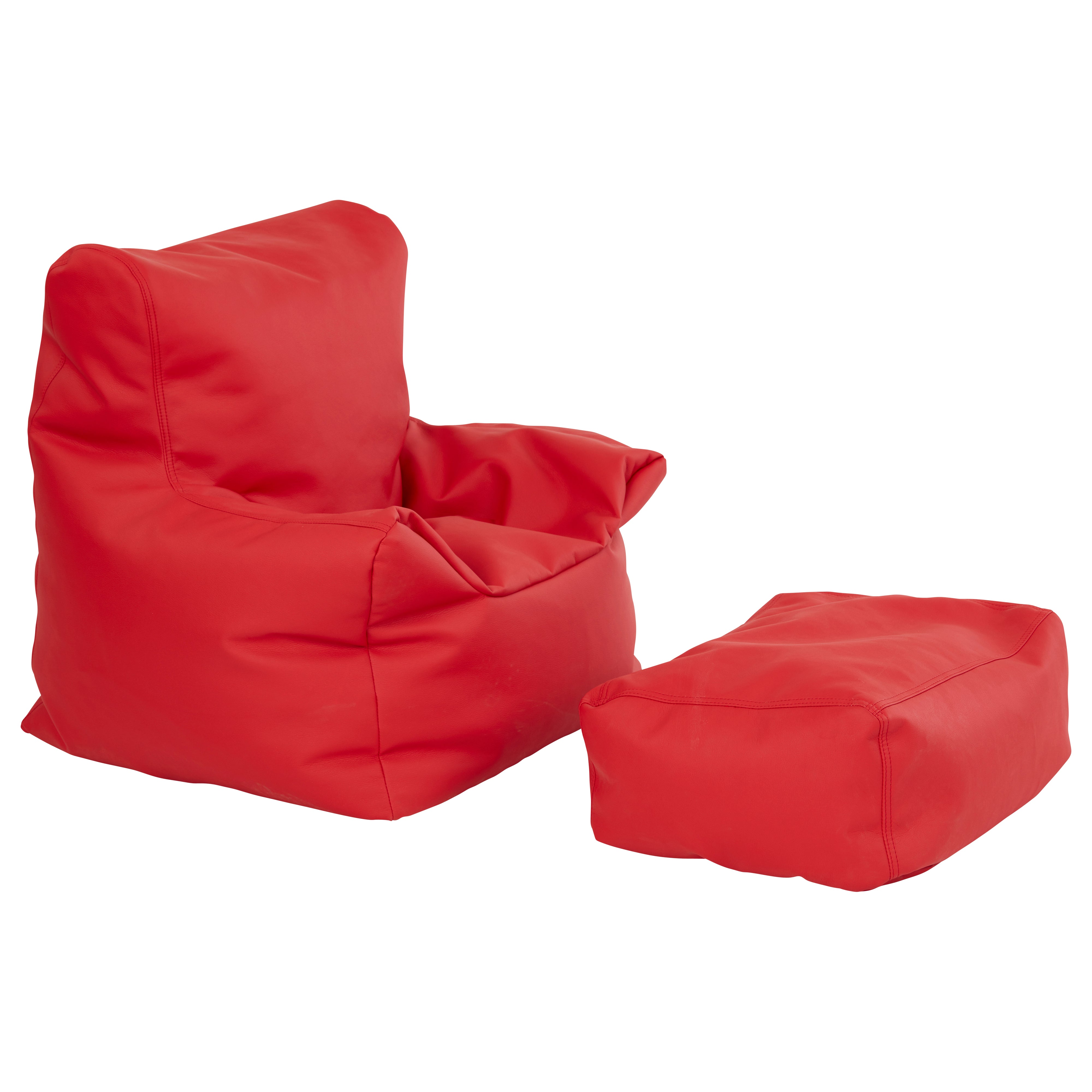 SoftScape Bean Bag Chair and Ottoman - Red
