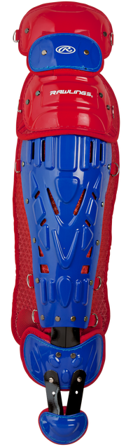Rawlings Velo 2.0 Adult Catchers Leg Guards - Royal/Scarlet