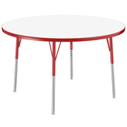 48" Round Collaborative Dry-Erase Activity Table with Adjustable Standard Swivel Glide Legs - Whiteboard/Red