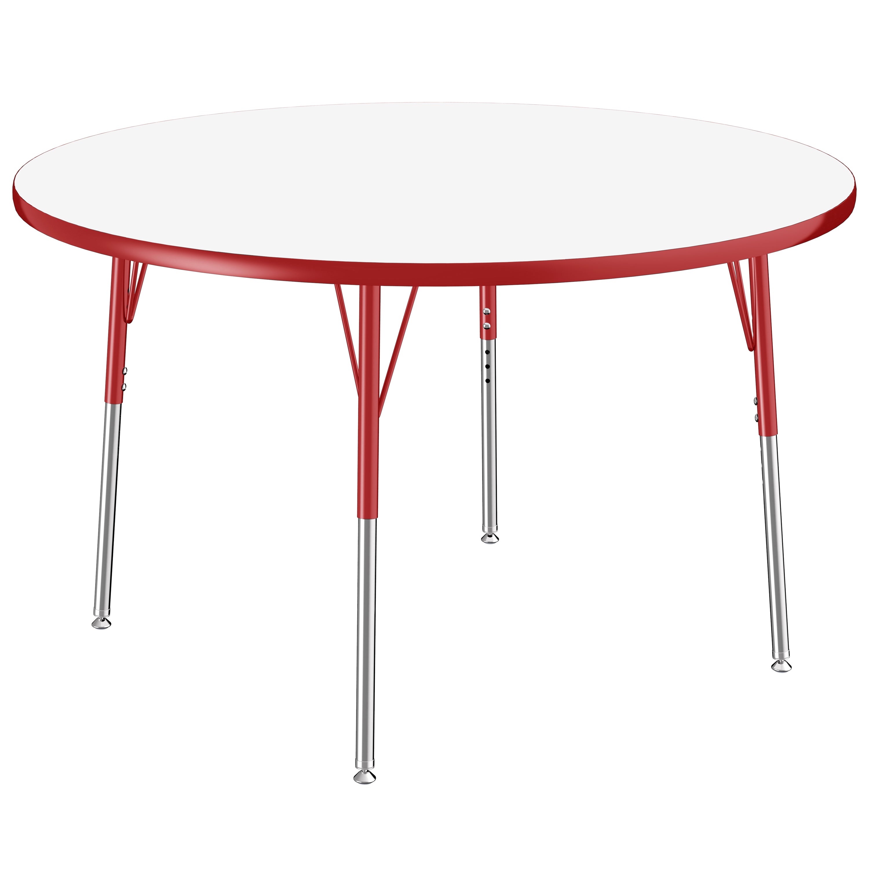 48" Round Collaborative Dry-Erase Activity Table with Adjustable Standard Swivel Glide Legs - Whiteboard/Red