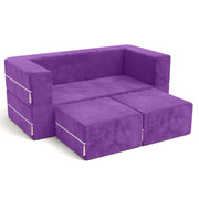 Jaxx Zipline Kids Modular Loveseat & Ottomans/Fold Out Lounger, Grape