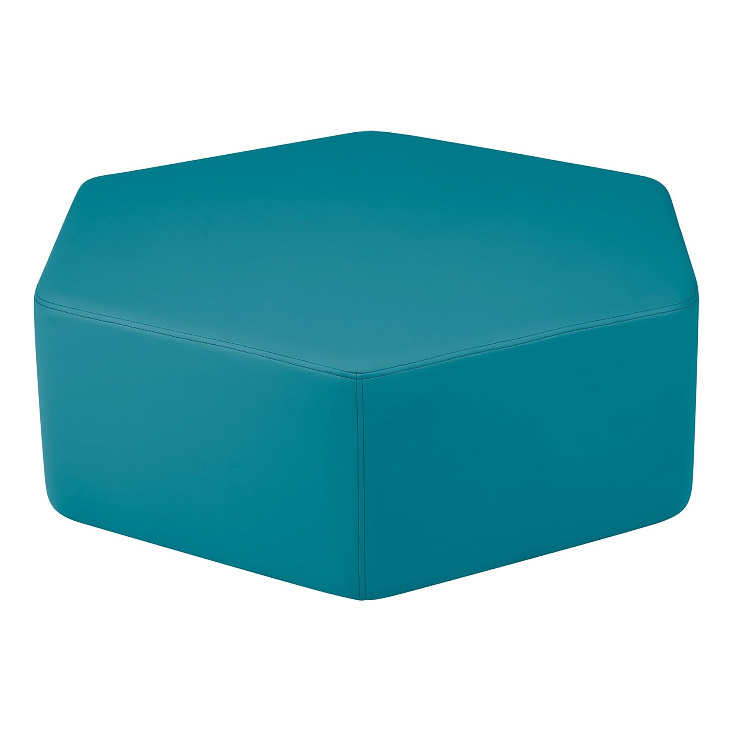 Pro Series Upholstered Hexagon Ottoman 12" Height - Teal