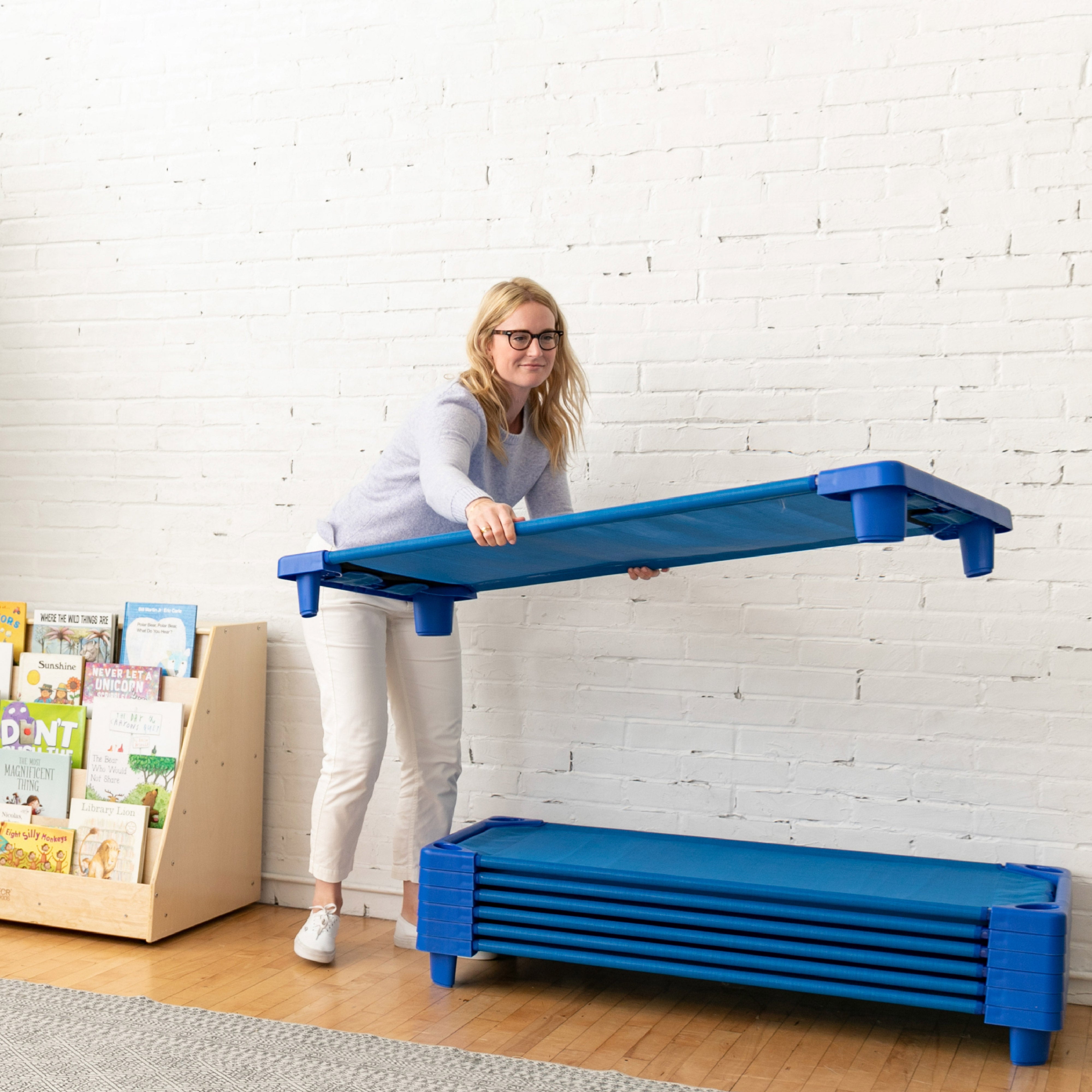 Stackable Kiddie Cot Toddler Ready-to-Assemble 6-Pack - Blue