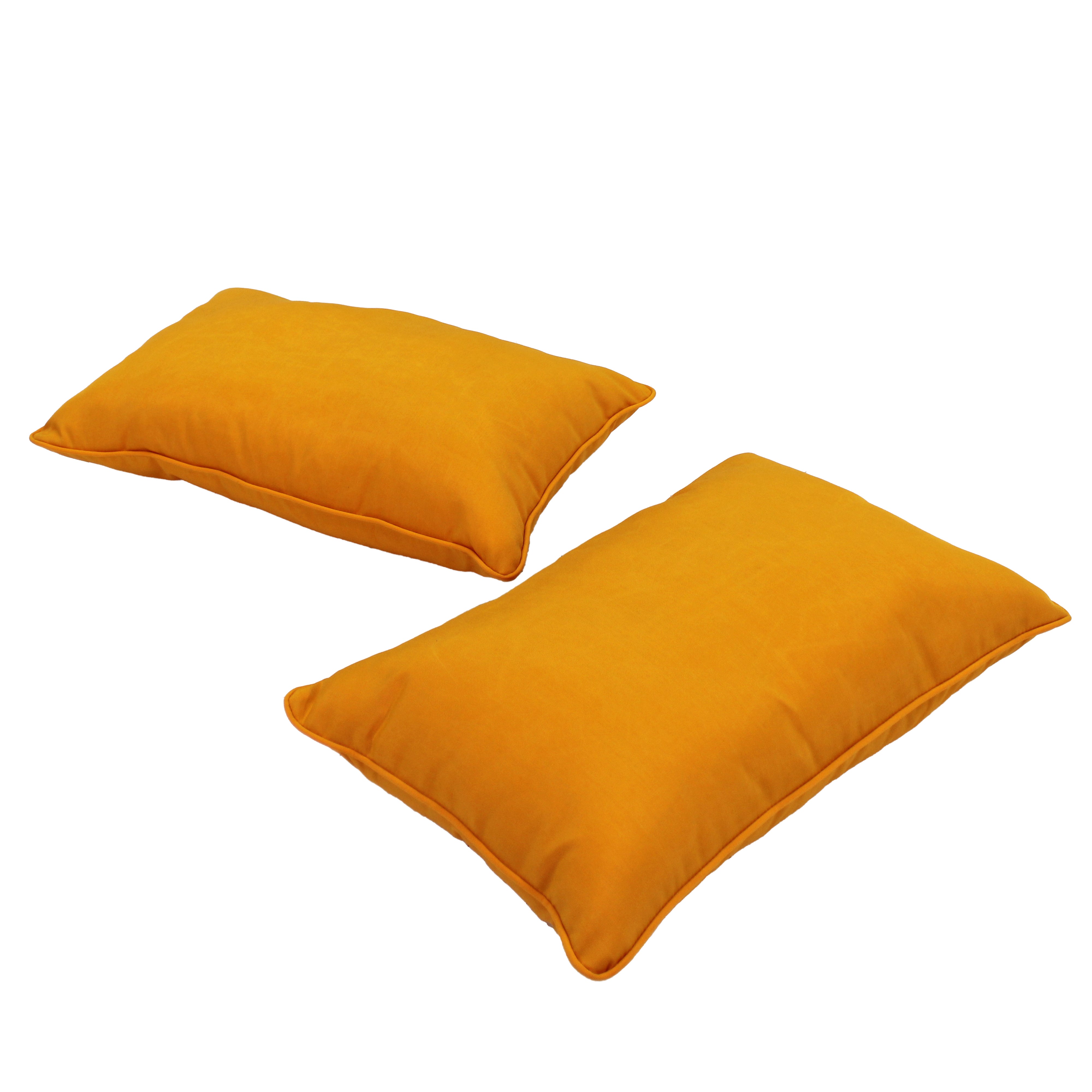 Presidio 12" x 20" Lumbar Indoor/Outdoor Pillow with Piping, 2-Piece - Marigold