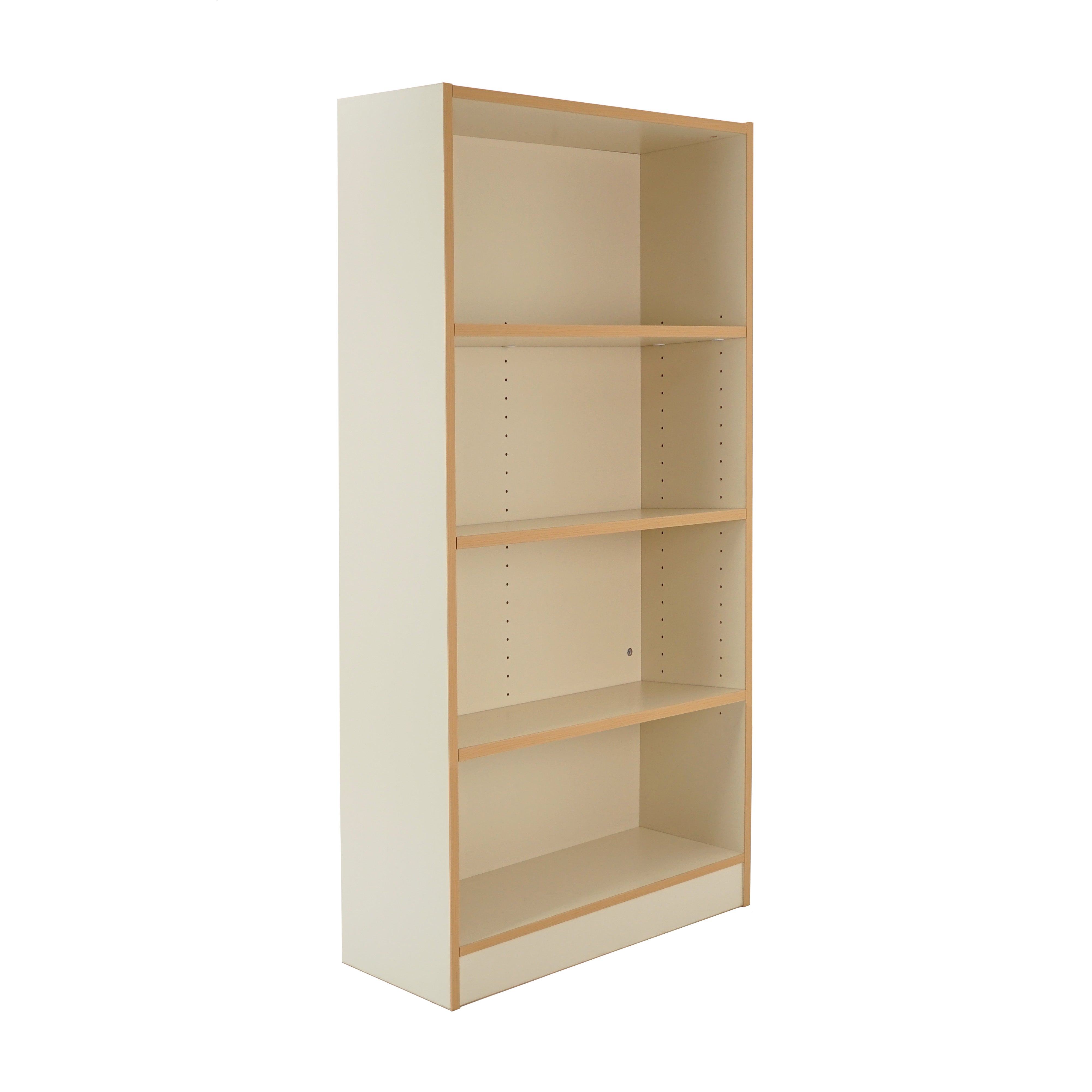 Laminate Bookcase 4-Shelf 60" Height - Almond/Maple