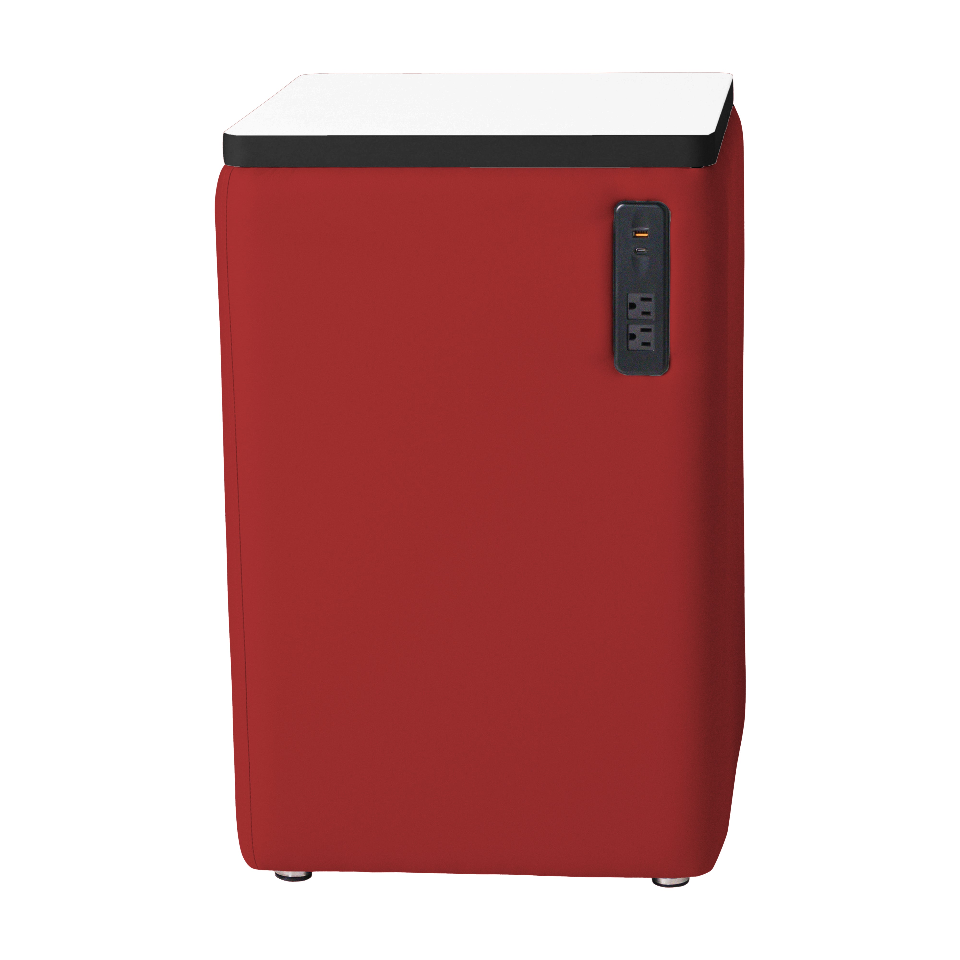 Pro Series Upholstered 18" x 18" Square Dry-Erase Ottoman Table with Tech Panel 28" Height - Crimson/Whiteboard