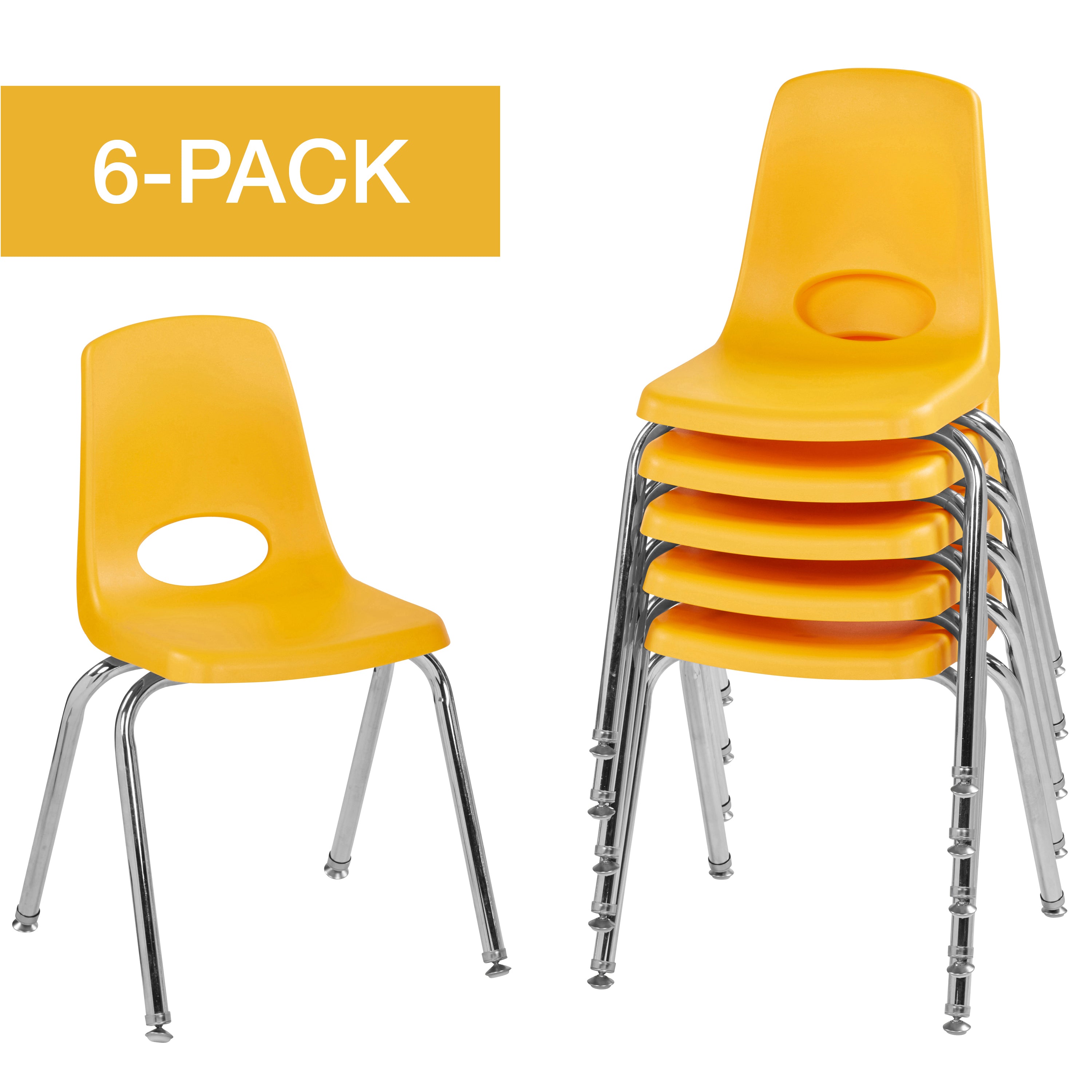 16" Stack Chair with Swivel Glides - Yellow
