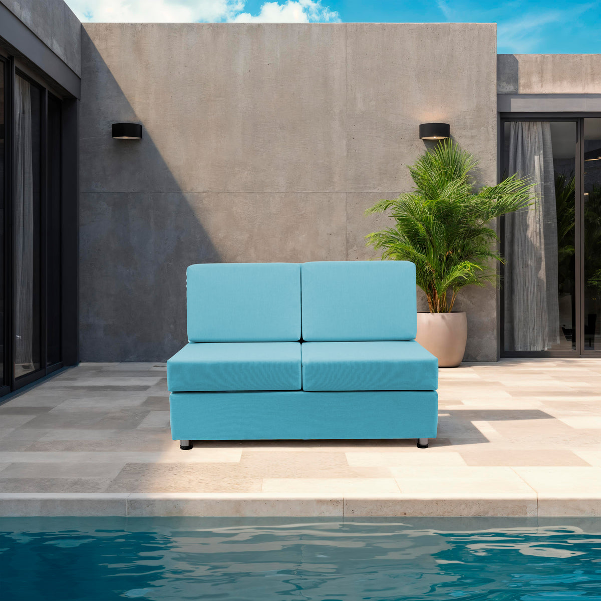 Outdoor Armless Sofa with Sunbrella - Canvas Aruba