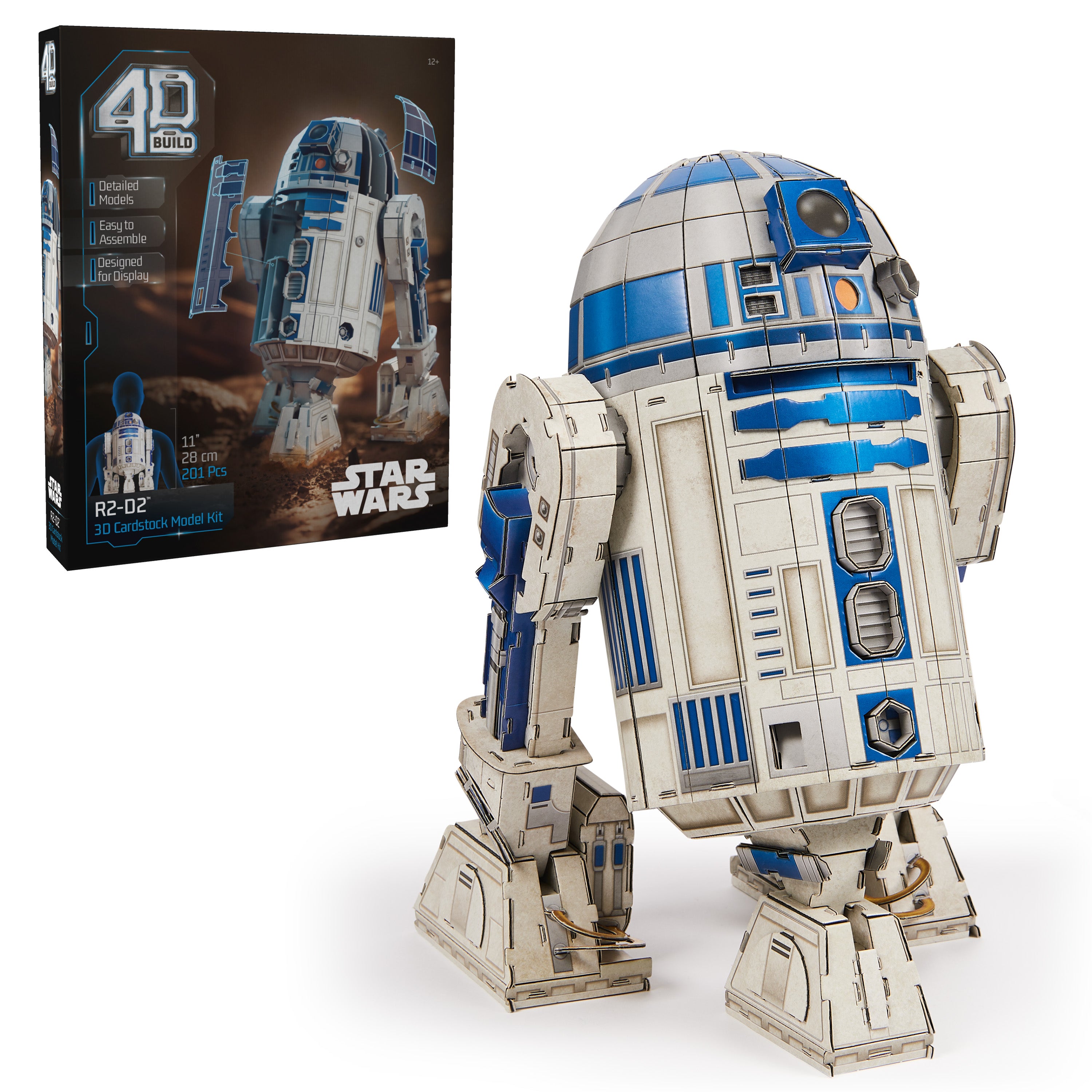 4D Build Star Wars R2-D2 Cardstock 3D Model Kit, Star Wars Gifts, Toys Desk Décor for Fans & Collectors, Adults & Teens 12+