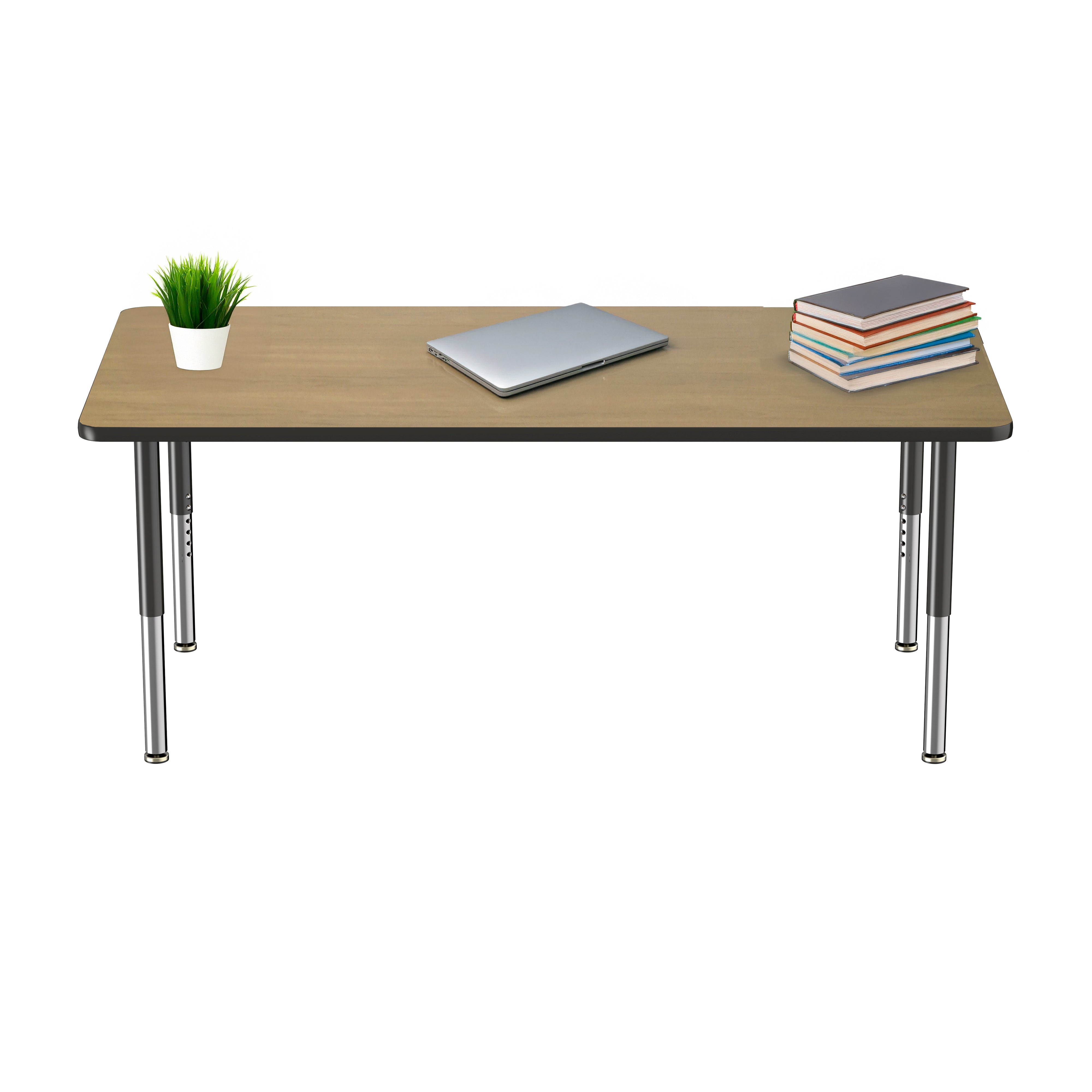 36" x 72" Rectangle T-Molding Activity Table with Adjustable Super Legs - Pasadena Oak/Black