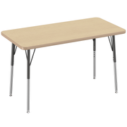 24" x 48" Rectangle T-Molding Activity Table with Adjustable Standard Swivel Glide Legs - Maple/Maple/Black
