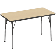24" x 48" Rectangle T-Molding Activity Table with Adjustable Standard Ball Glide Legs - Maple/Black