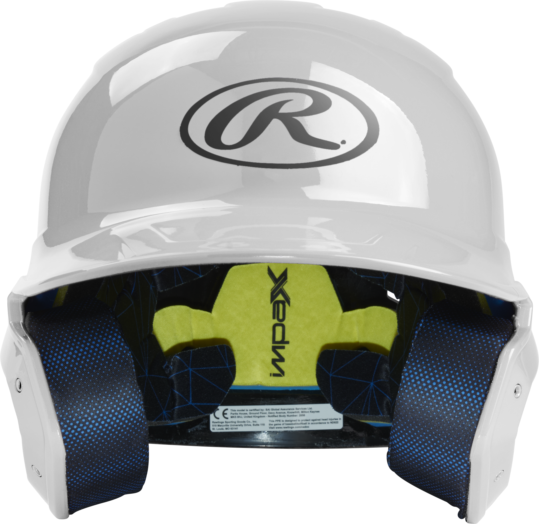 Rawlings Mach Gloss Senior Baseball Helmet - White