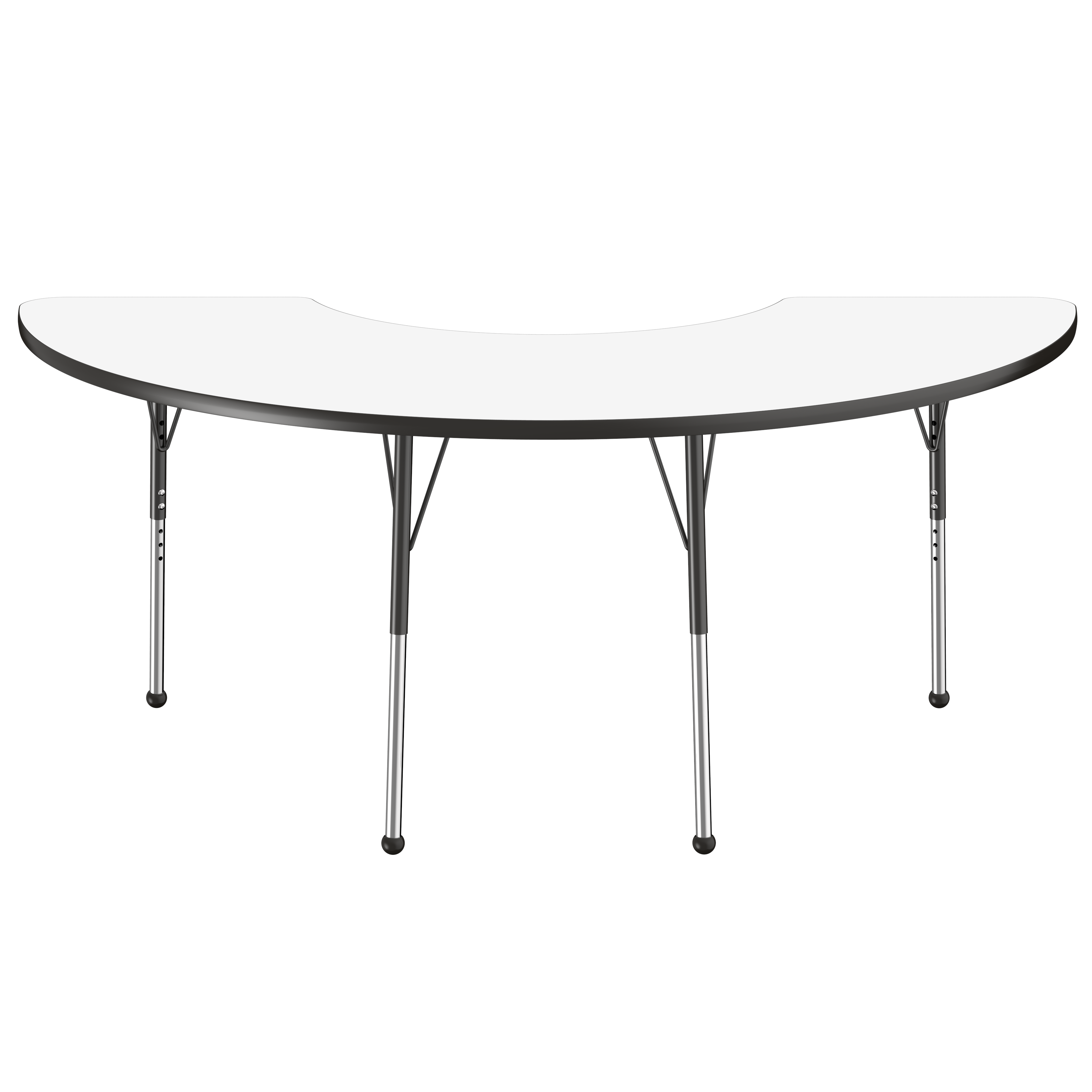 36" x 72" Half Moon Dry-Erase Activity Table with Adjustable Standard Ball Glide Legs - Whiteboard/Black