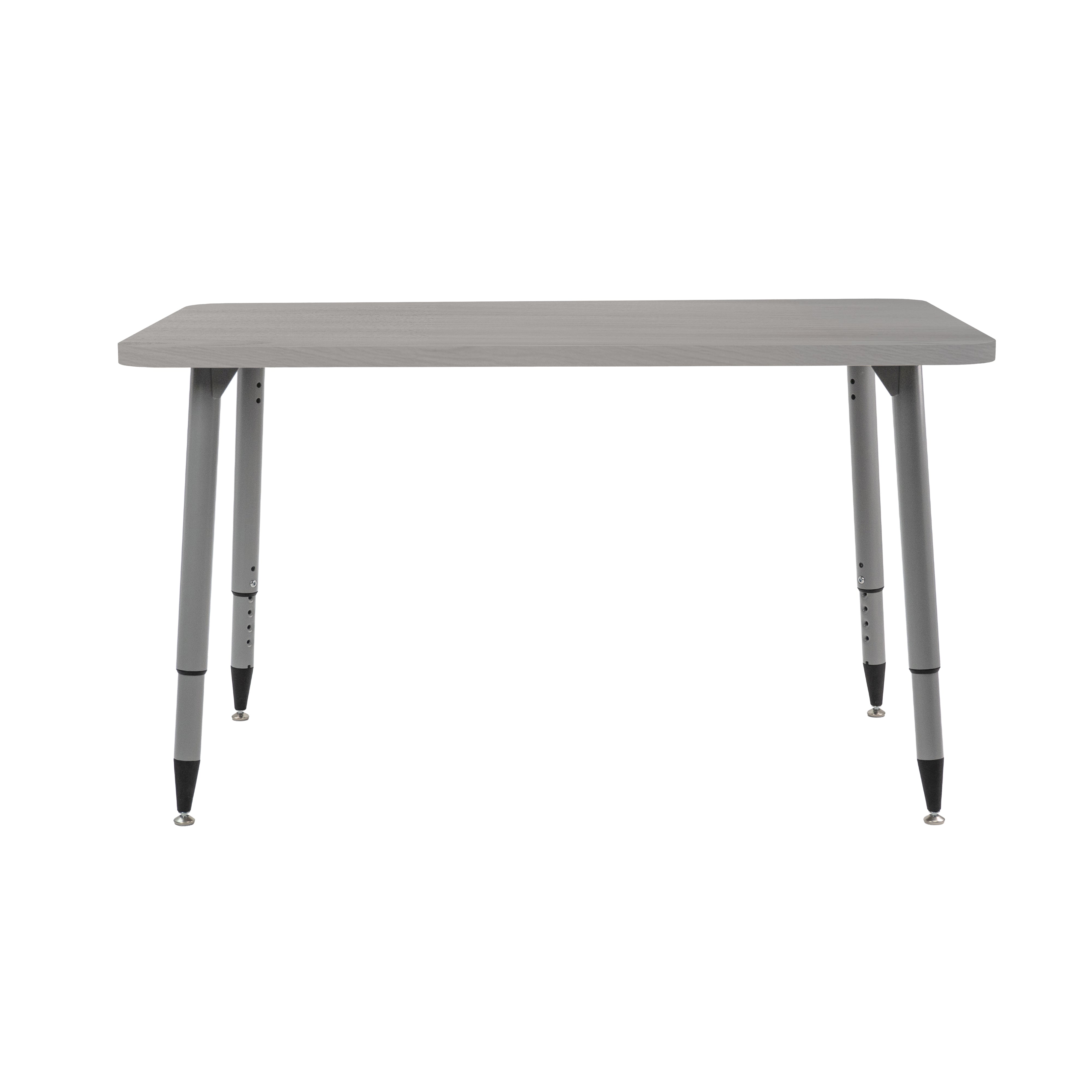 Adapte 30" x 48" Rectangle Woodgrain Activity Table with Adjustable Tapered Legs - Light Gray Wood/Silver