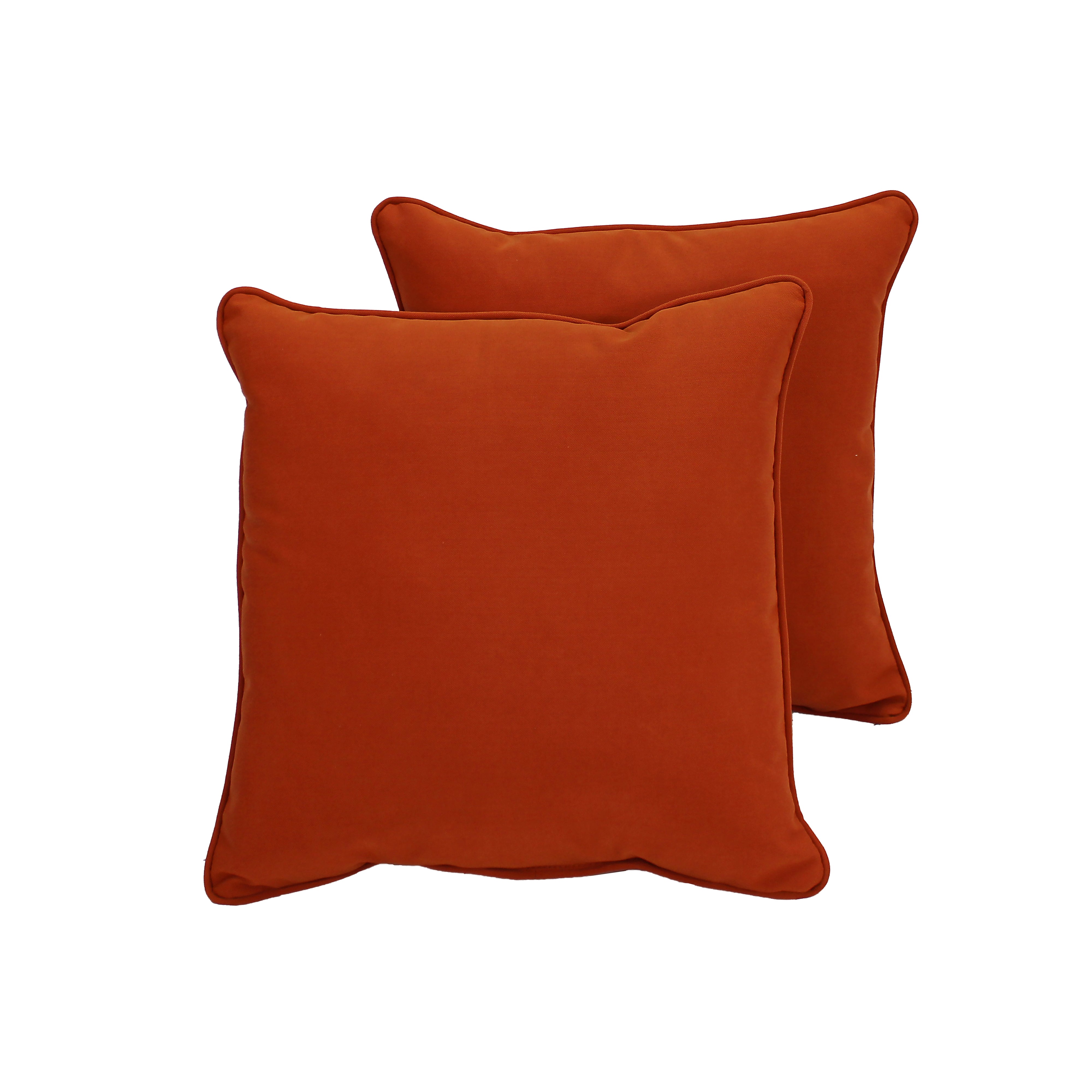 Presidio 15" x 15" Square Indoor/Outdoor Pillow with Piping, 2-Piece - Burnt Orange
