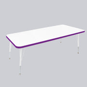 30" x 60" Rectangle Thermofused Activity Table with Adjustable Standard Swivel Glide Legs - White/Eggplant/White
