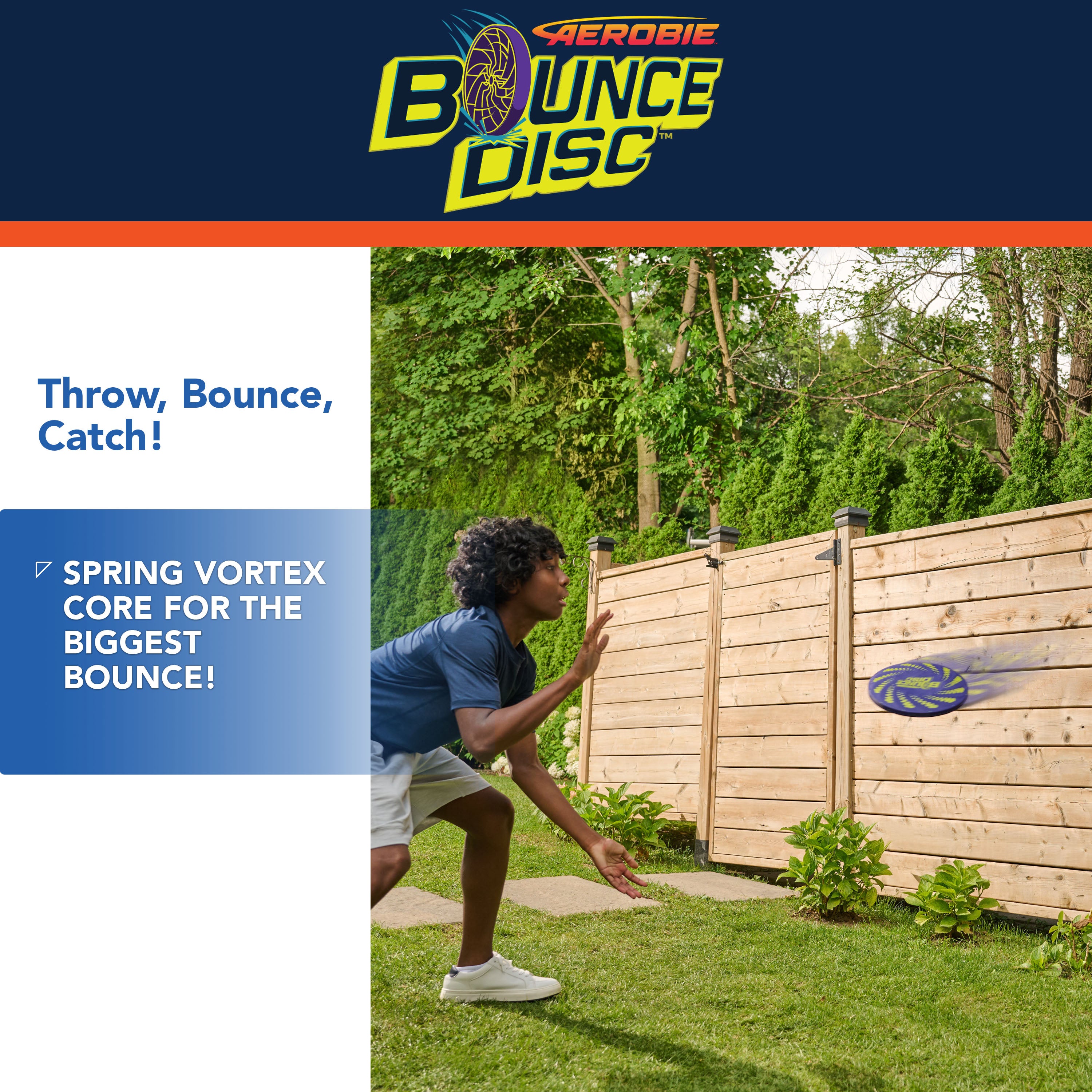 Aerobie Bounce Disc, Throwing Disc Toy for Kids, Backyard Toys & Outdoor Games for Adults & Family, Ages  5 & Up