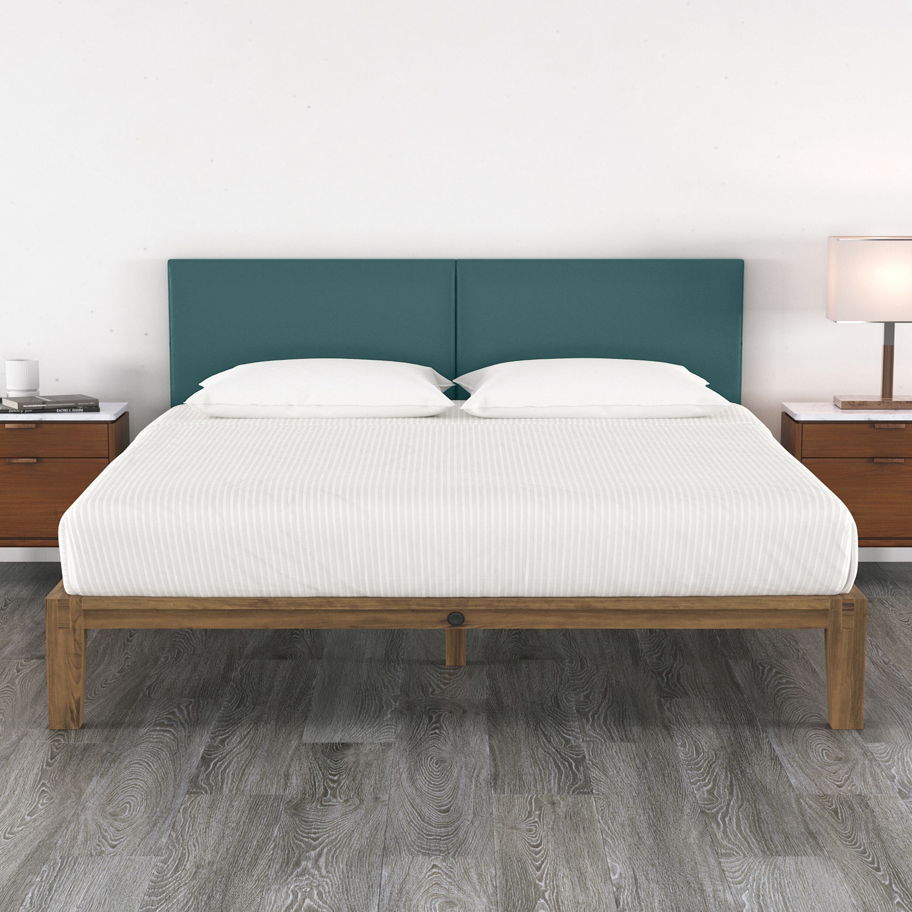 Jaxx Panelist Modern Padded Headboard- Set of 2 Wall Mounted Panels (Each 22.5" x 38")- King Double Tall, Vegan Leather, Genesis Green