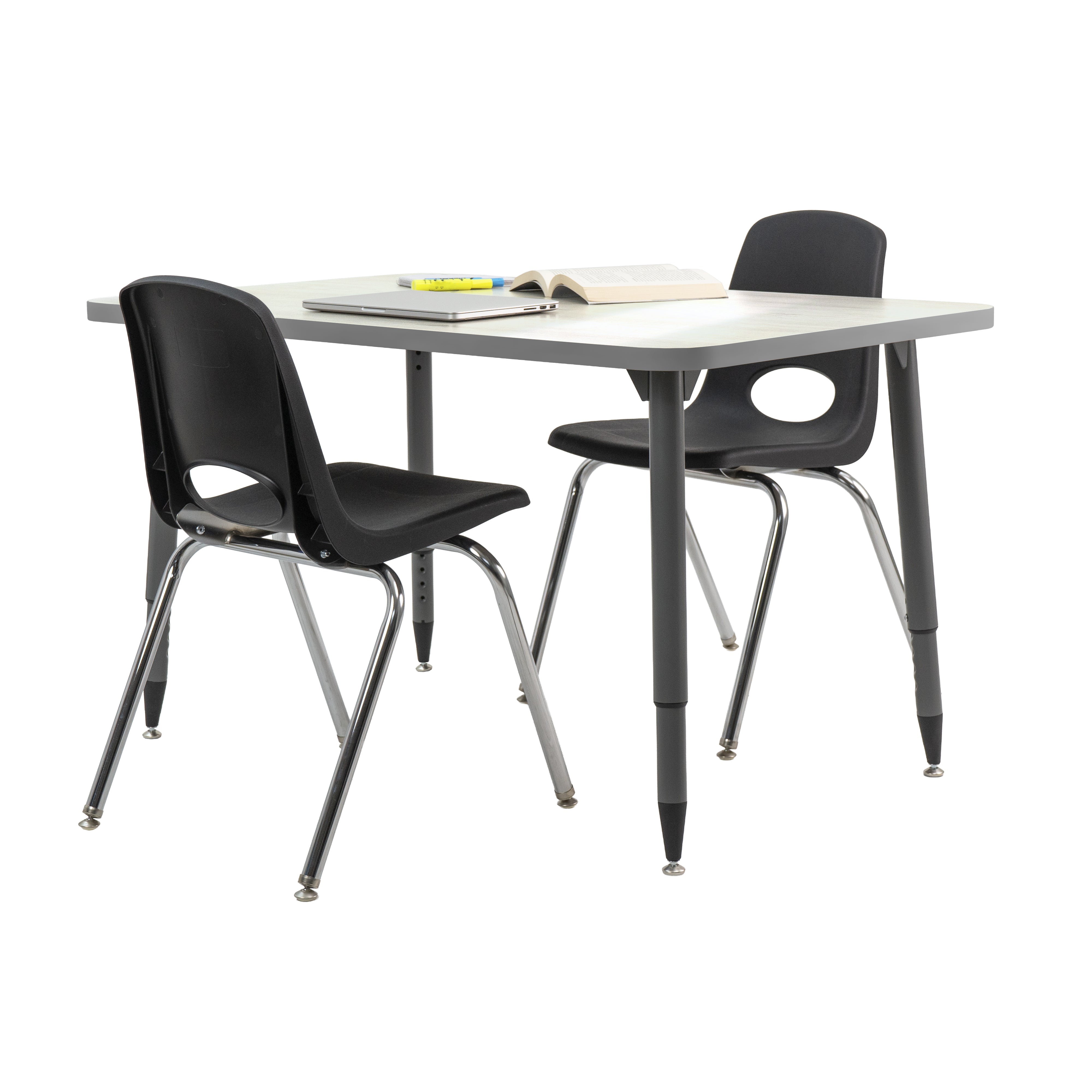 Adapte 30" x 48" Rectangle Dry-Erase Activity Table with Adjustable Tapered Legs - Whiteboard/North Sea