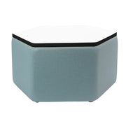 Pro Series Upholstered Hexagon Dry-Erase Ottoman Table 18" Height - Sky Blue Crosshatch/Whiteboard