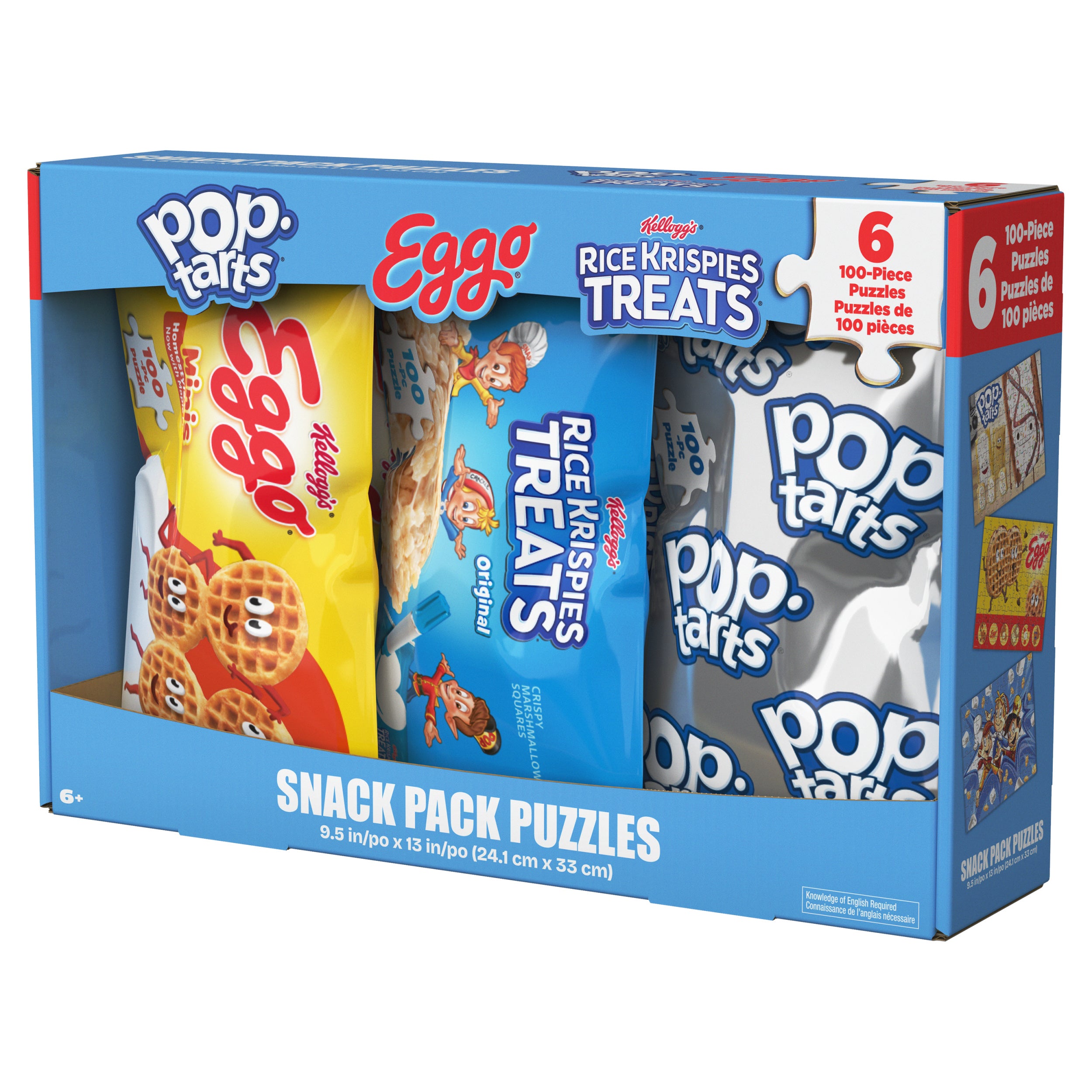 Spin Master Games, snack puzzles 6-pack, 100 Pieces Each, kids puzzle, With Eggo Waffles, Rice Krispies Treat & Pop Tarts, Preschool Toys for Girls & Boys, for Ages 6 & Up