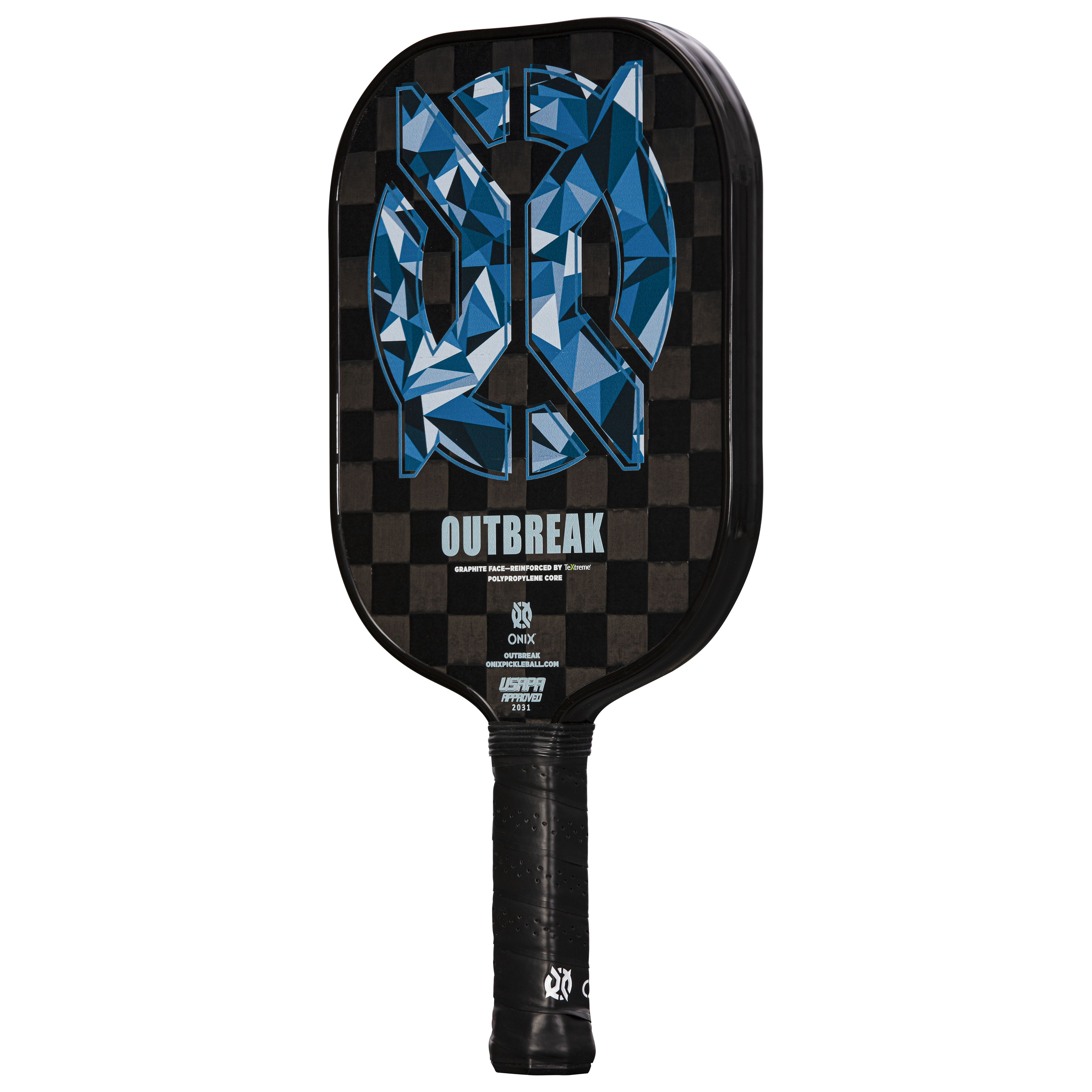 ONIX Outbreak Pickleball Paddle - Blue - Reinforced by Woven Carbon Fiber for Greater Touch, Control and Durability