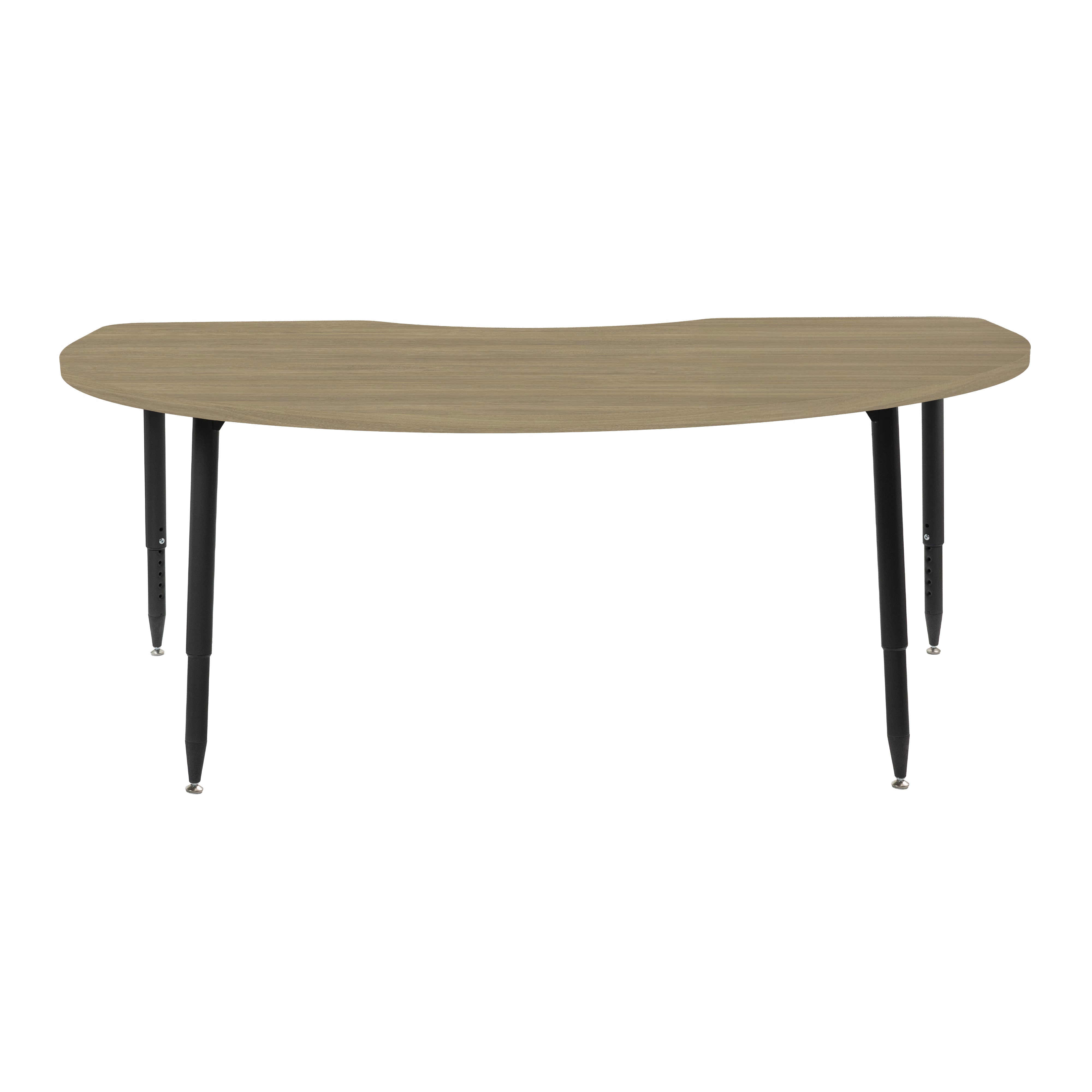 Adapte 48" x 72" Kidney Woodgrain Activity Table with Adjustable Tapered Legs - Pasadena Oak/Black