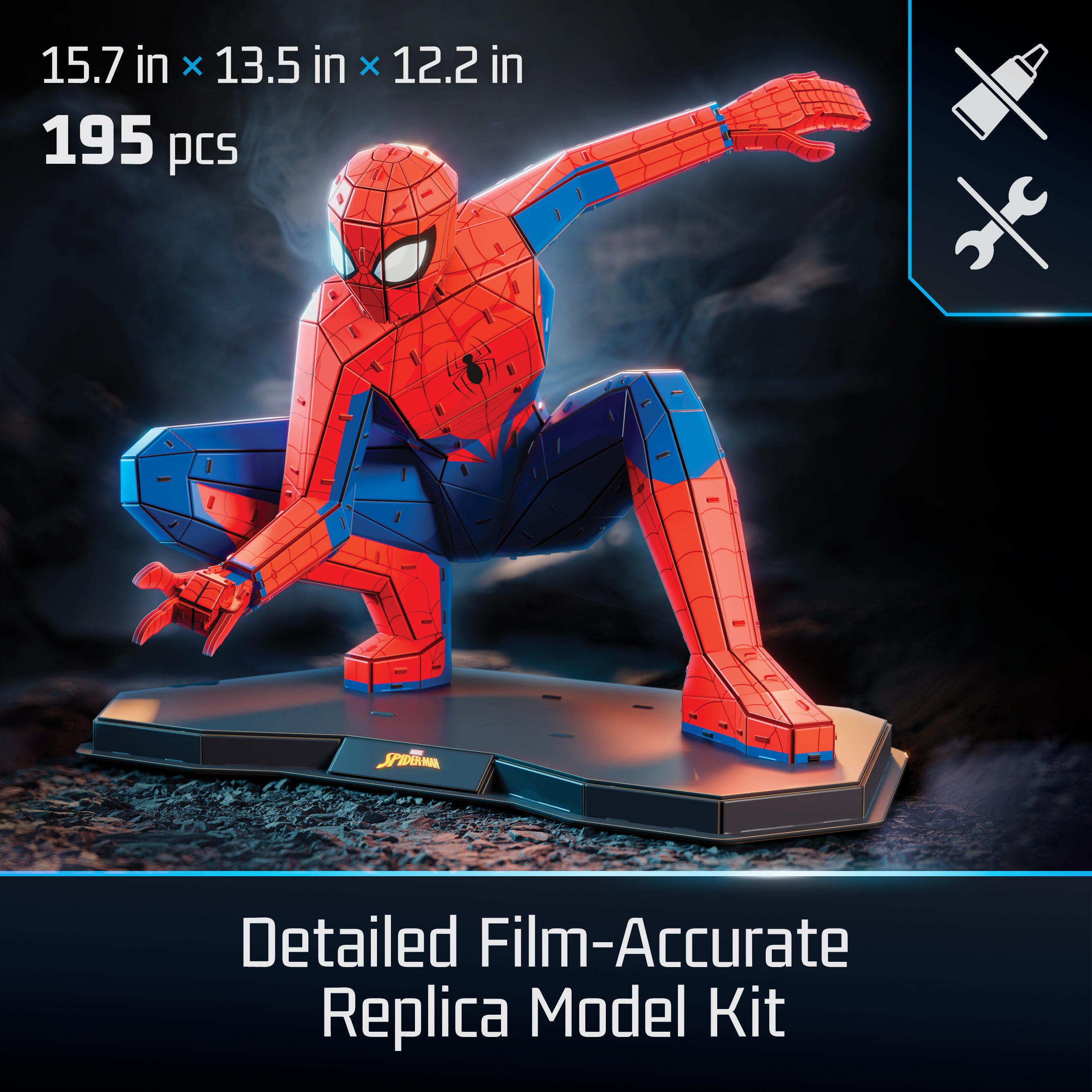 4D Build, Marvel Spider Man 3D Puzzle Model Kit Full-Body Pose, Desk Décor, Adult Puzzles, Building Toys, 3D Puzzles for Adults & Teens, Marvel Collectibles, 195 Pieces, for Ages 12 & Up