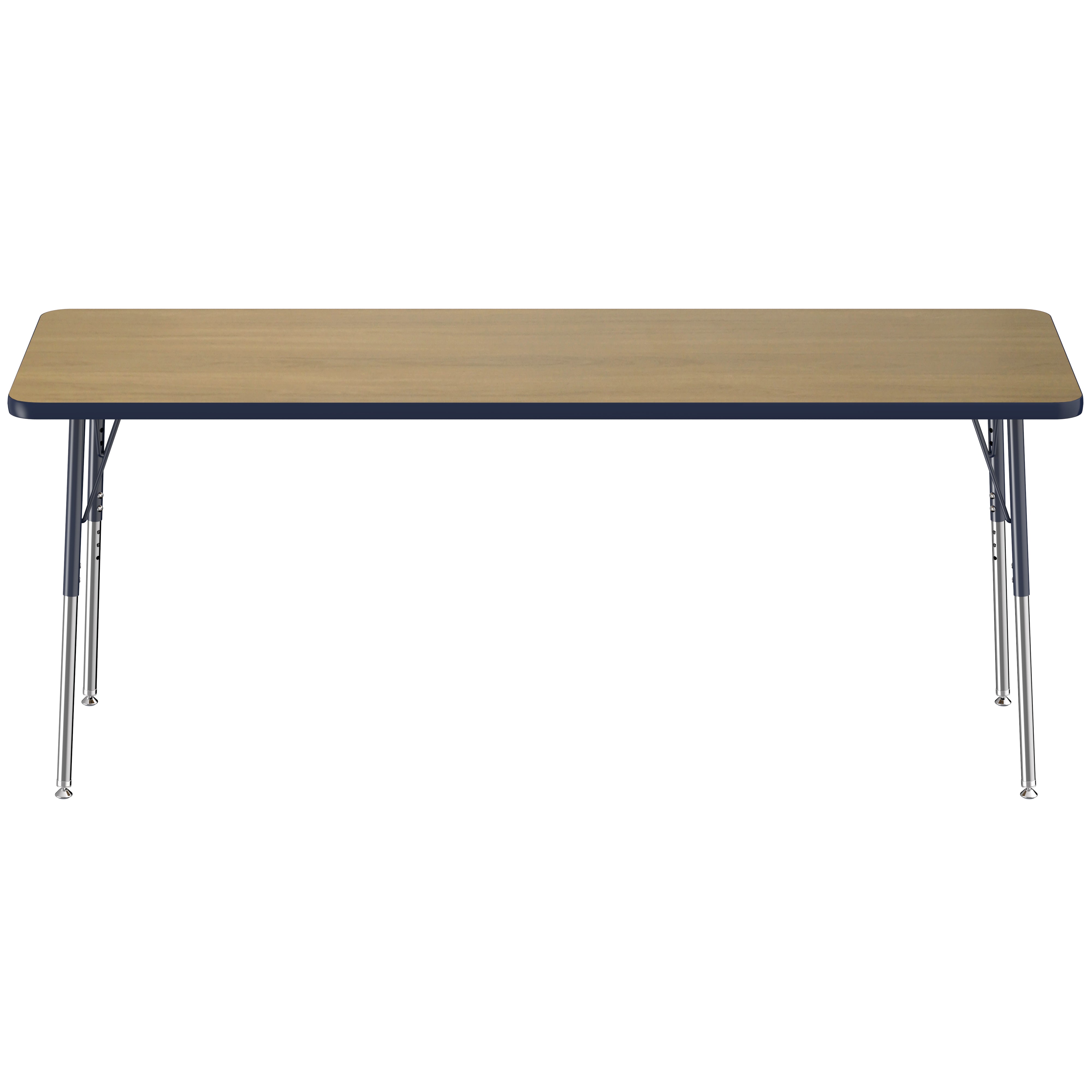 24" x 72" Rectangle T-Molding Activity Table with Adjustable Standard Swivel Glide Legs - Pasadena Oak/Navy