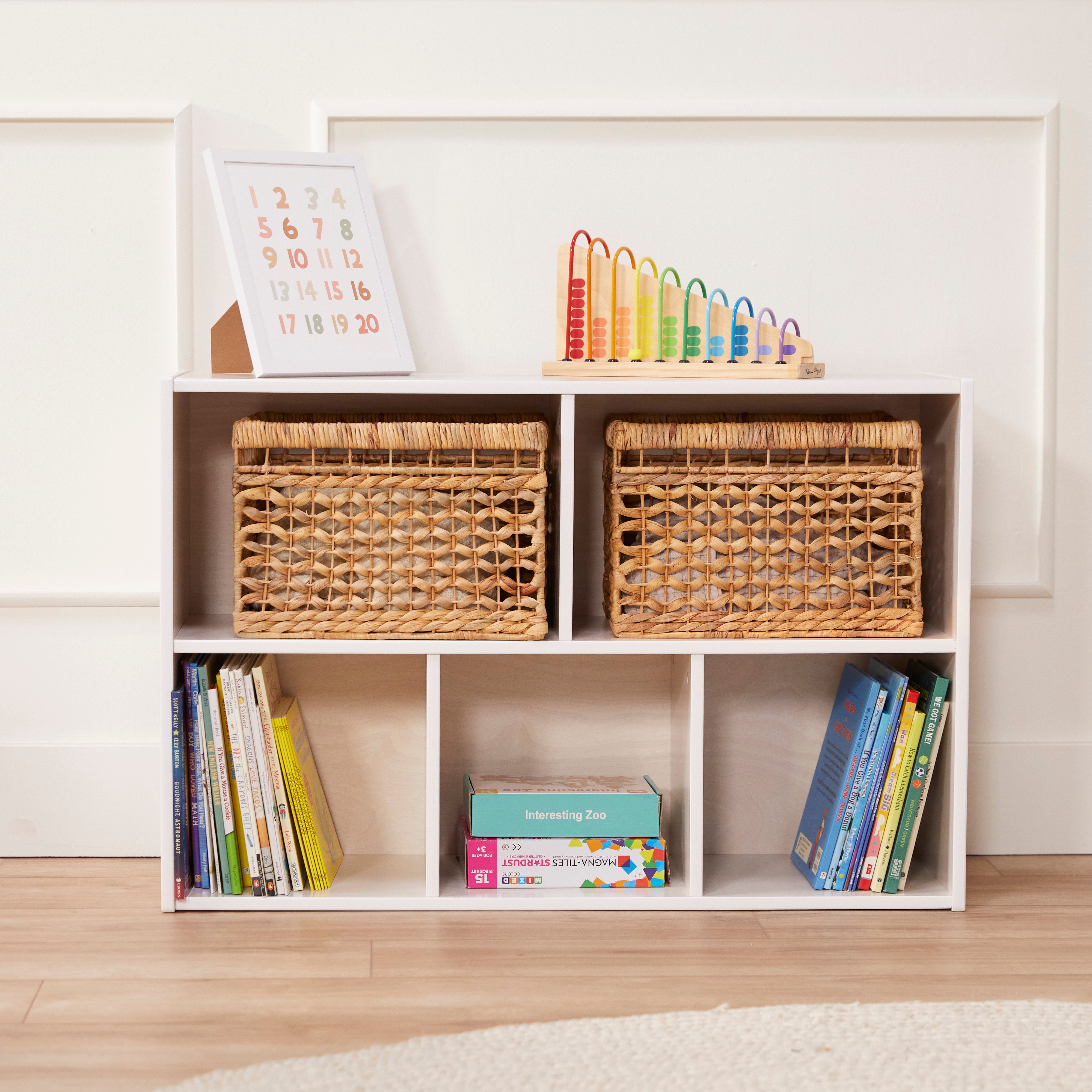 Streamline 5-Compartment Storage Cabinet 24in H - White Wash