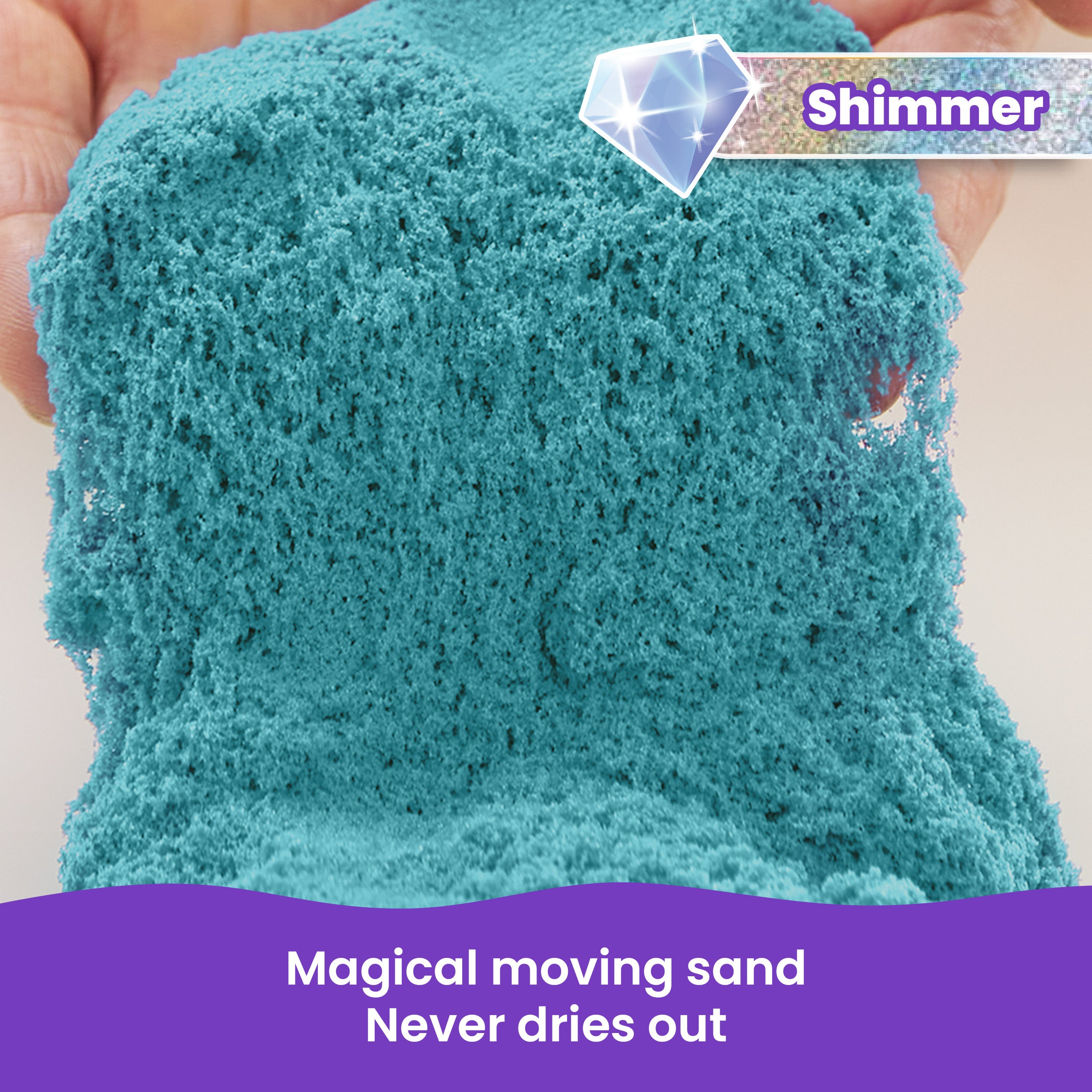 Kinetic Sand, Twinkly Teal 2lb Bag of All-Natural Shimmering Play Sand for Squishing, Mixing and Molding, Sensory Toys for Kids Ages 3 and up
