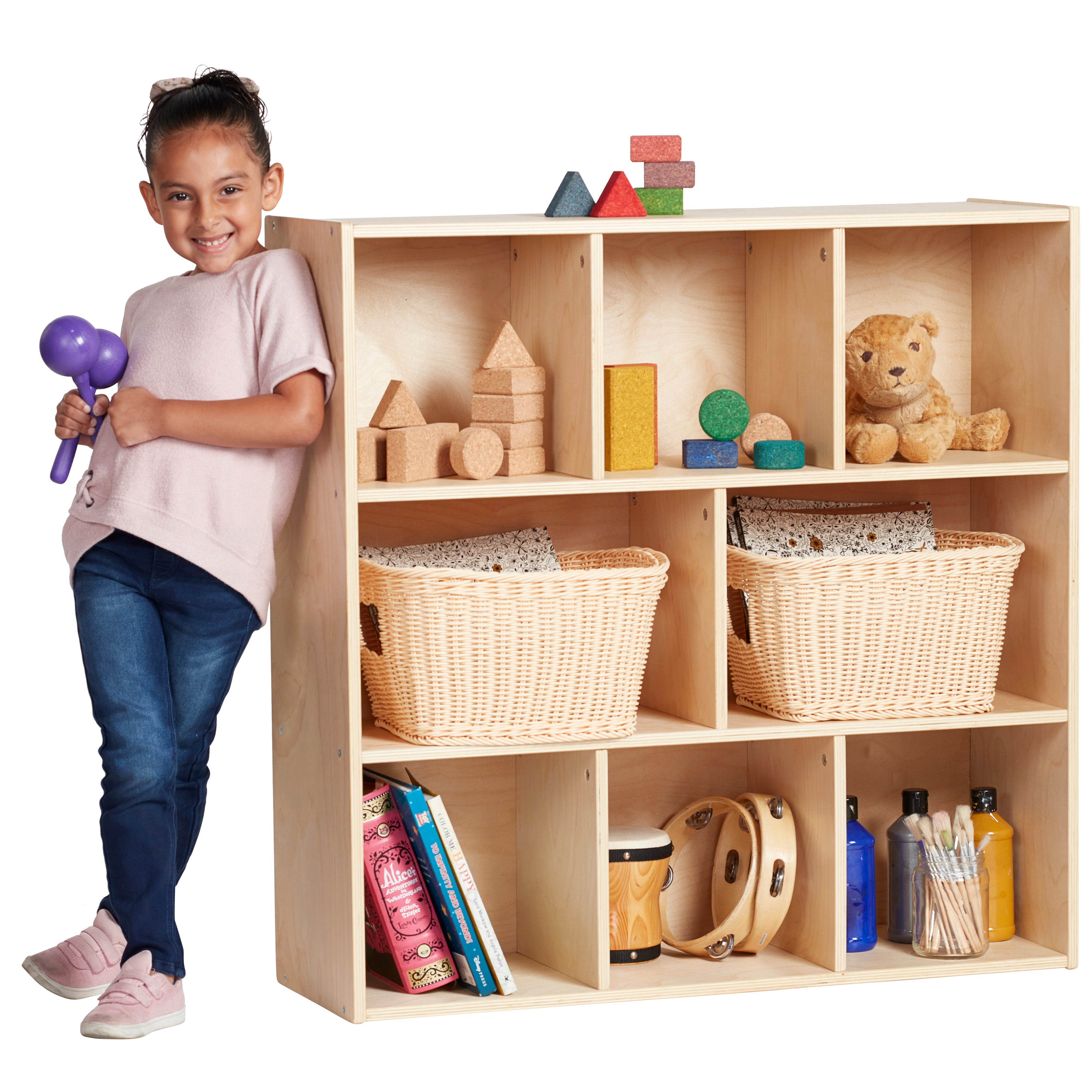 Streamline 8-Compartment Storage Cabinet 36in H - Natural