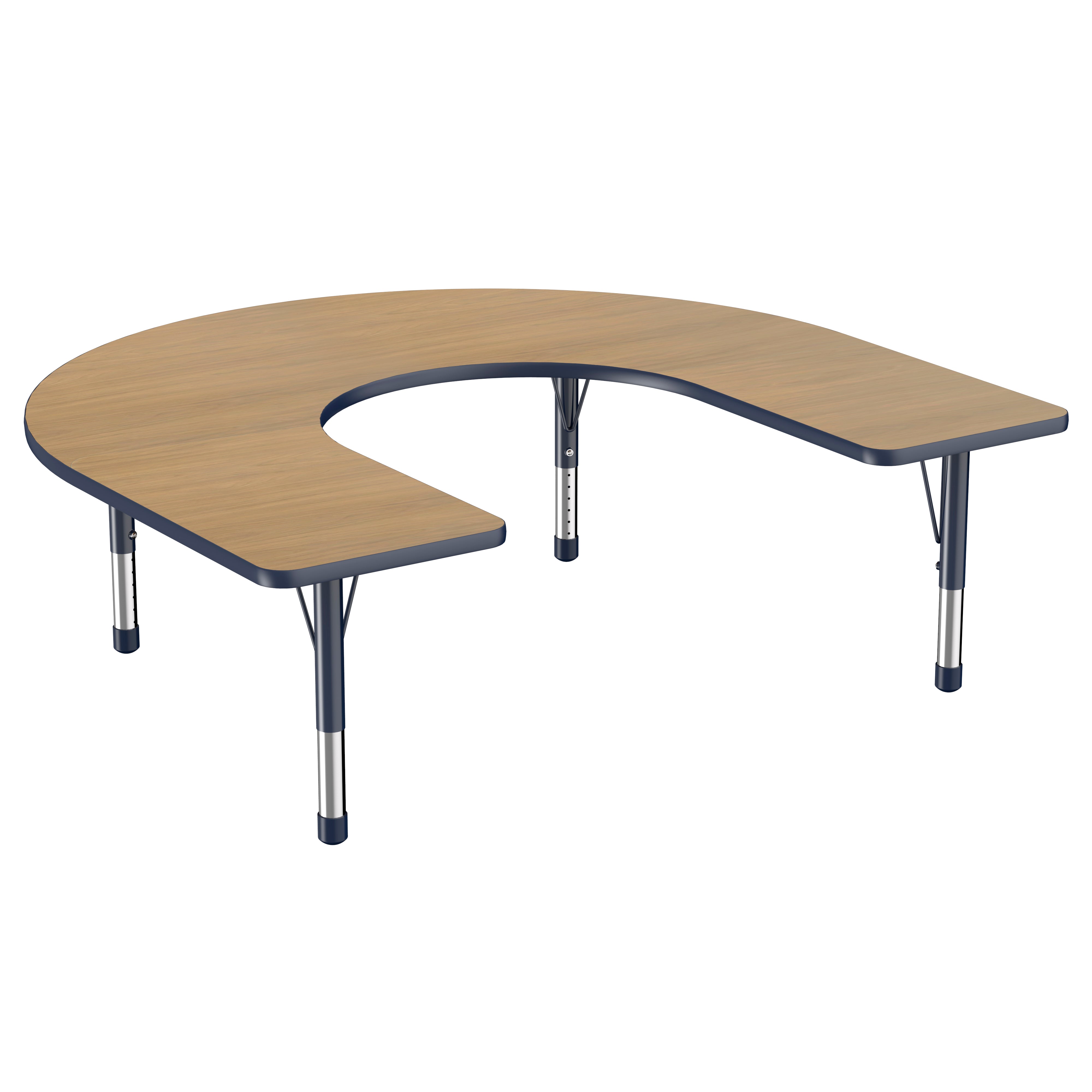60" x 66" Horseshoe T-Molding Activity Table with Adjustable Chunky Legs - Pasadena Oak/Navy
