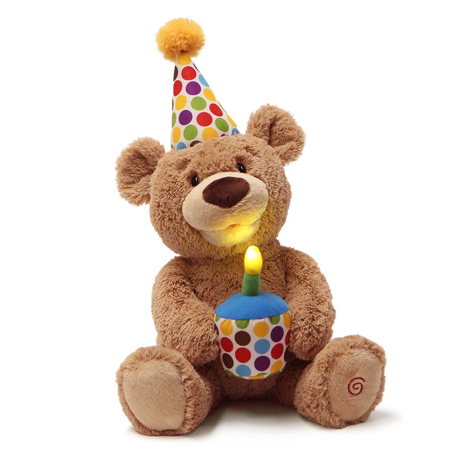 GUND Happy Birthday Teddy Bear Bear Animated Plush Toy, Glow-in-the-Dark Singing Stuffed Animal, Brown, 10”
