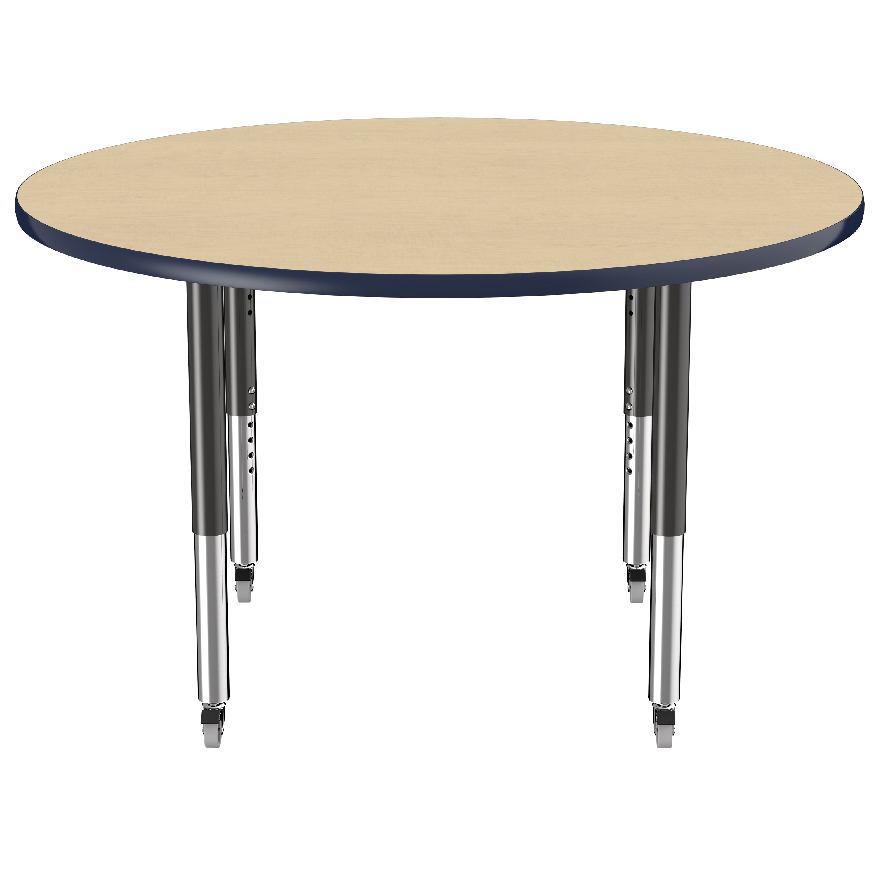 48" Round T-Molding Activity Table with Adjustable Super Legs - Maple/Navy/Black