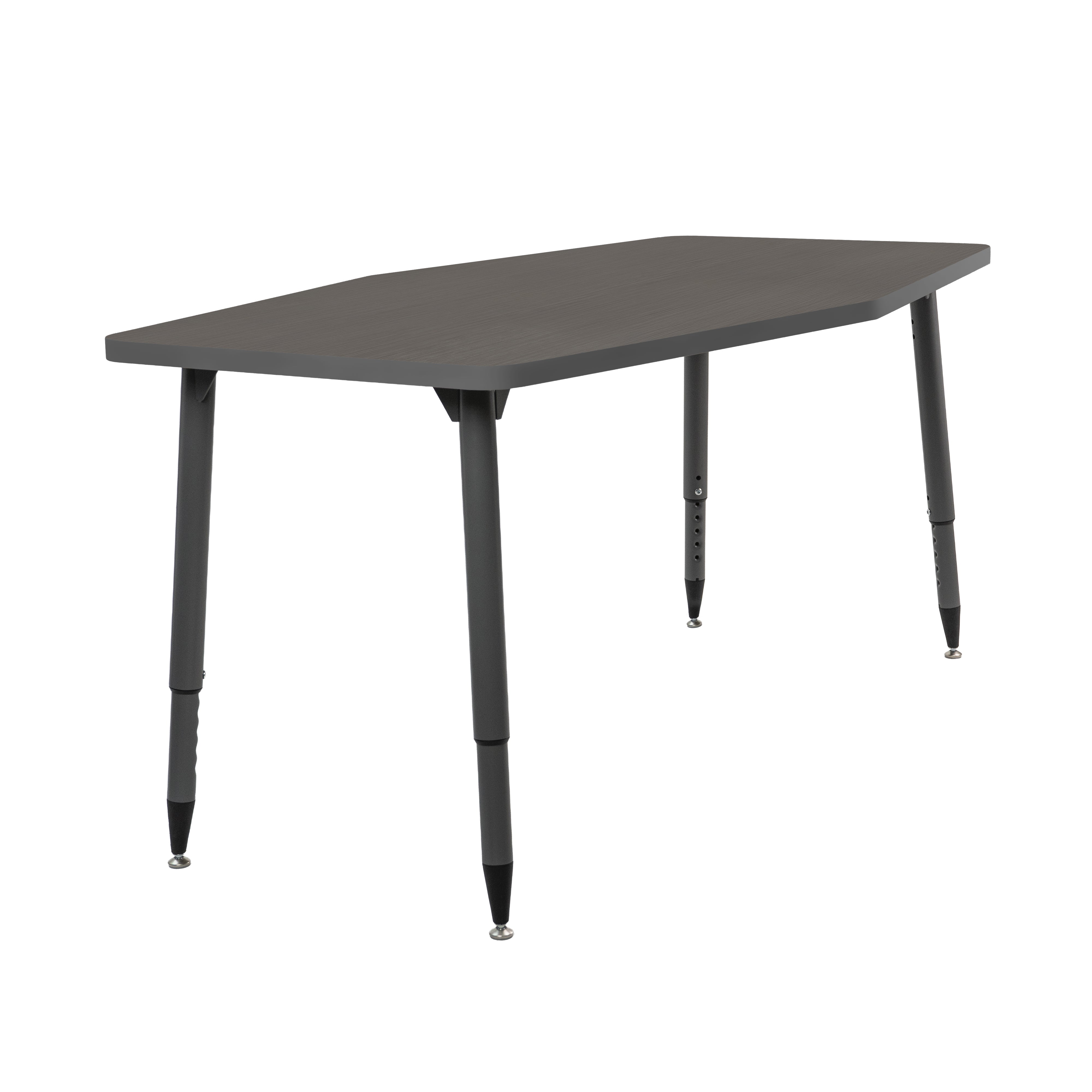 Adapte 34" x 60" Long Hexagon Thermofused Activity Table with Adjustable Tapered Legs - Cosmic Strandz/North Sea