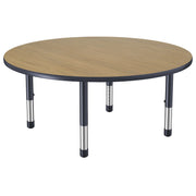 48" Round Thermofused Activity Table with Adjustable Chunky Legs - Pasadena Oak/Navy