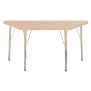 24" x 48" Trapezoid T-Molding Activity Table with Adjustable Standard Swivel Glide Legs - Maple/Sand