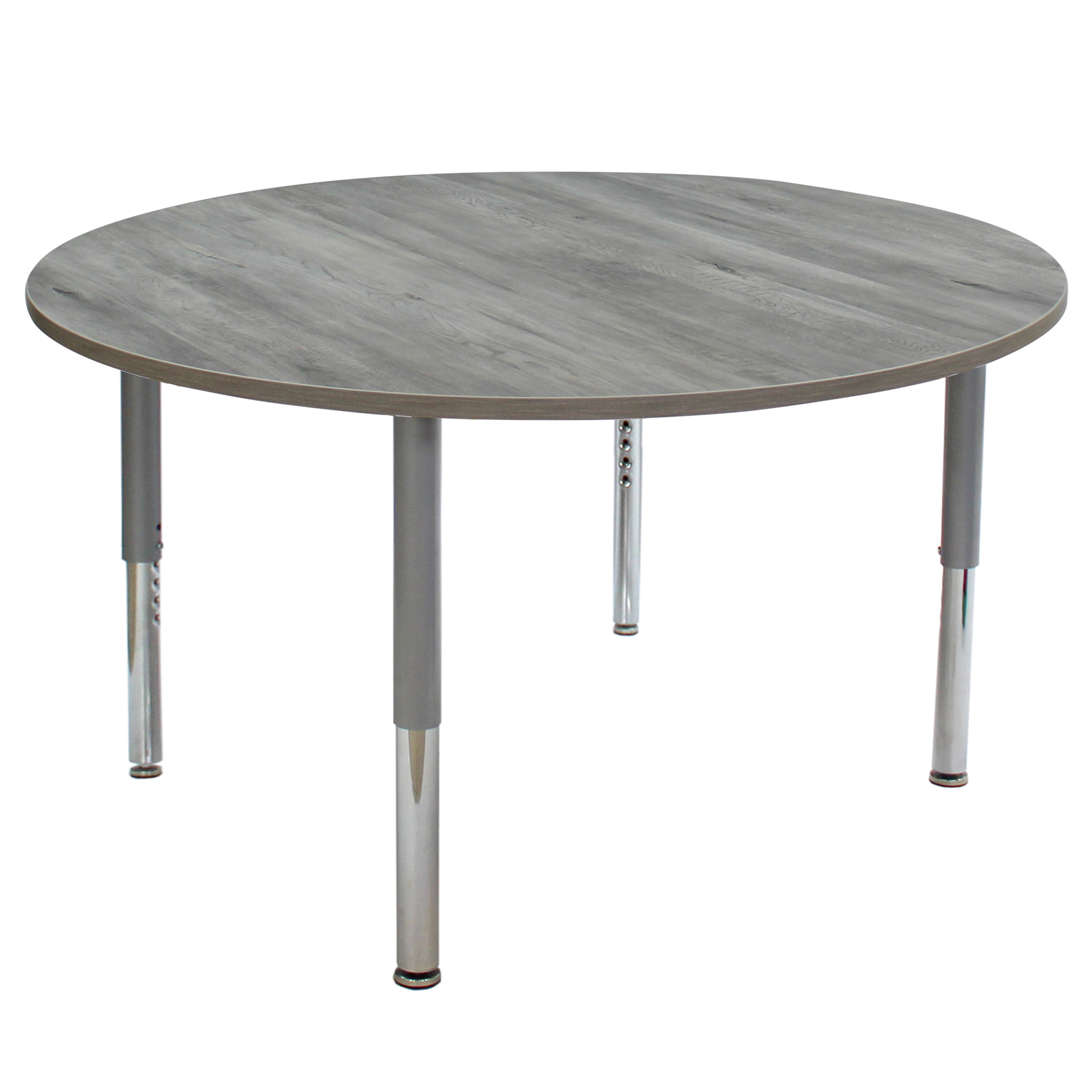48" Round La Madera Activity Table with Adjustable Super Legs - Light Gray Wood/Silver