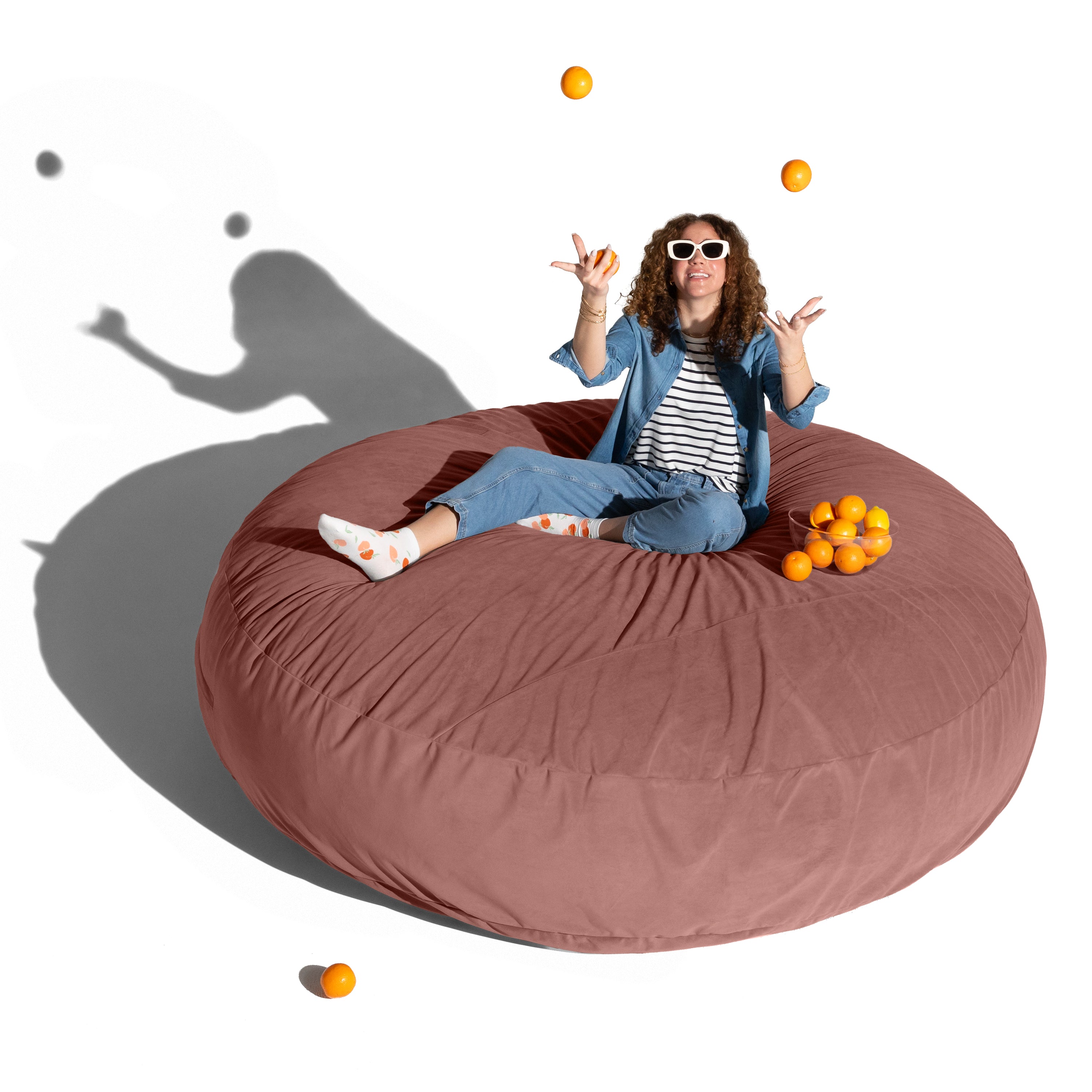 Jaxx 7 Foot Cocoon - 2-in-1 Convertible Bean Bag Bed & Large Bean Bag Chair for Adults, Lush Velvet Mauve