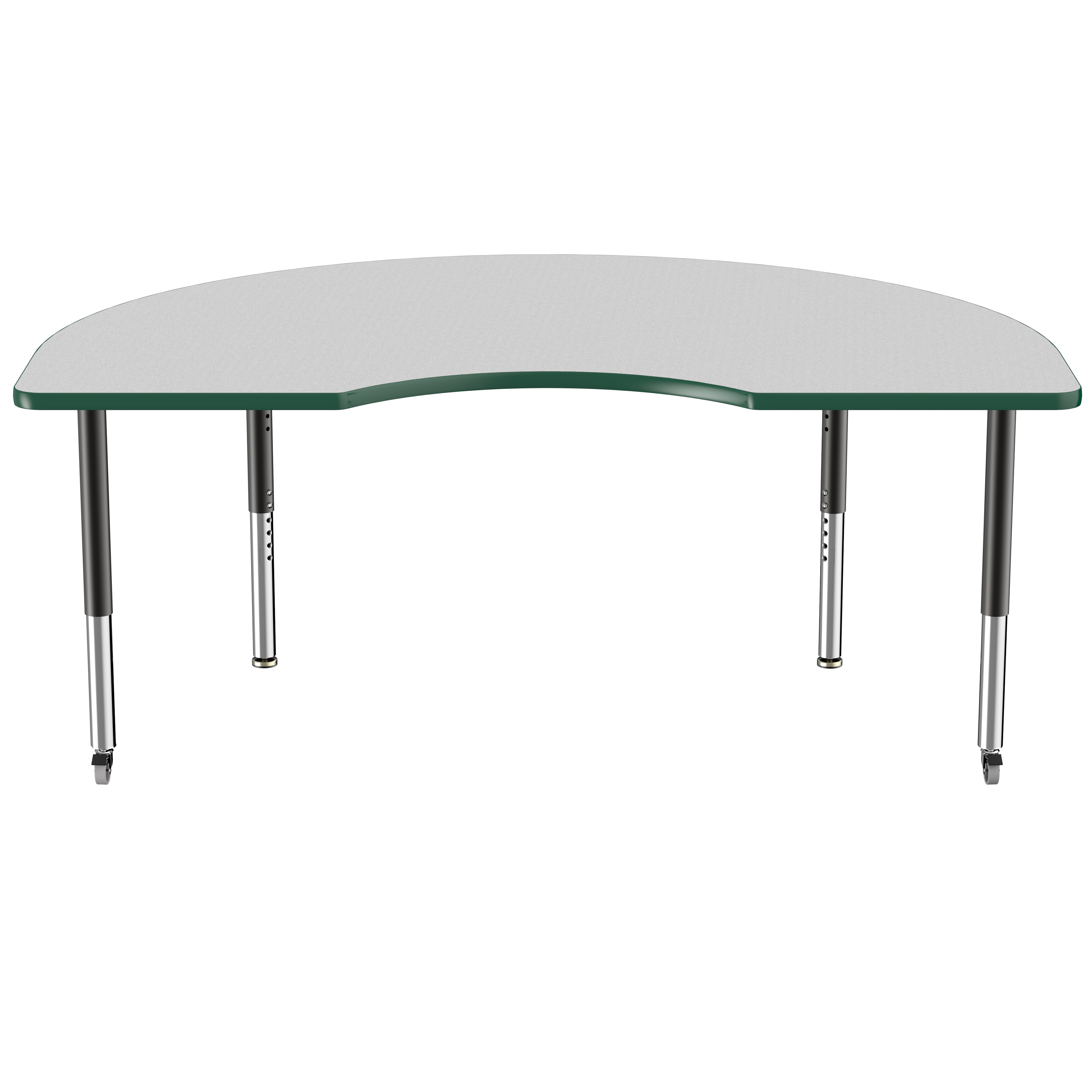 48" x 72" Kidney T-Molding Activity Table with Adjustable Super Legs - Gray/Green/Black