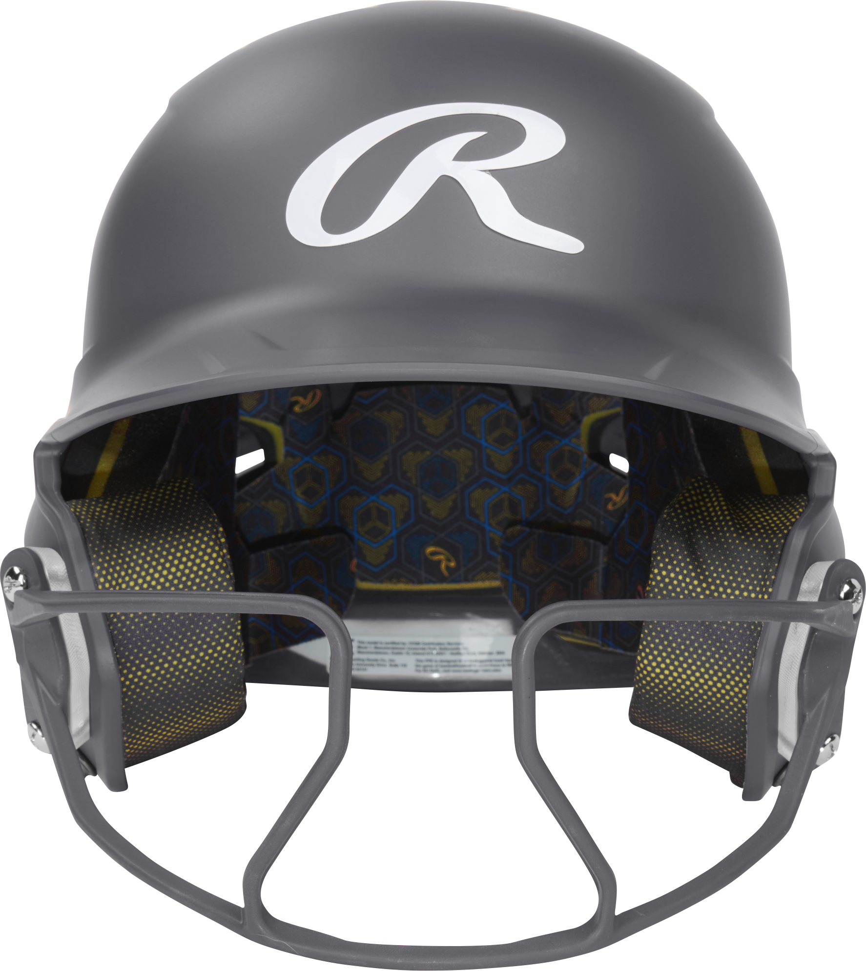 Rawlings Mach Hi-Viz Senior Matte Batting Helmet With Hi-Viz Face Guard - Graphite