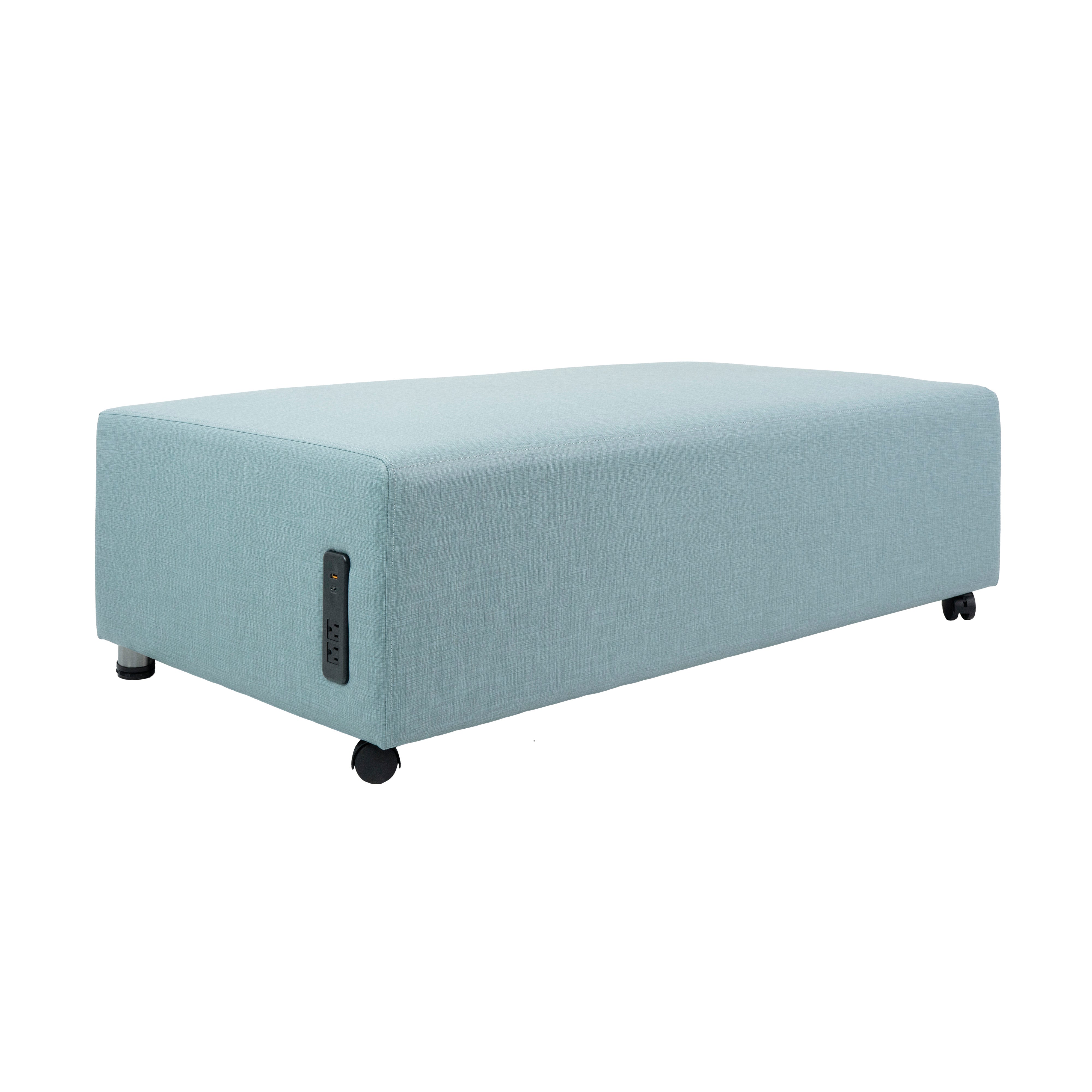 Pro Series Upholstered Rectangle Mobile Ottoman - Sky Blue Crosshatch