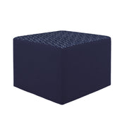 Outdoor 24" Square Ottoman with Sunbrella, 18" H - Adaptation Indigo/Canvas Navy
