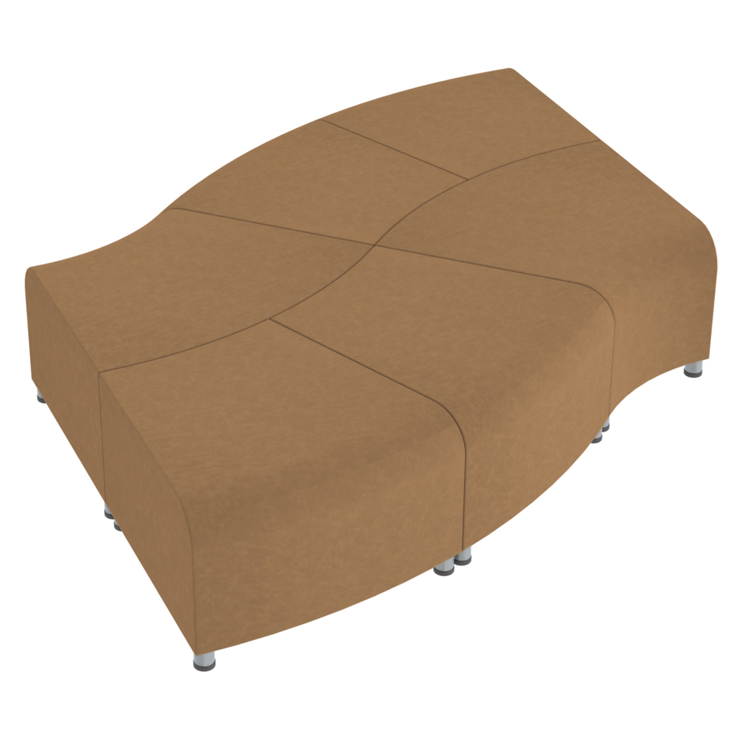 Pro Series Rustic Connect Edged Ripple Backless Seating, 6-Piece Set - Pecan