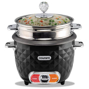 Courant 10 Cups Cooked / 5 Cups Uncooked Designer Series Rice Cooker and Steamer - Black
